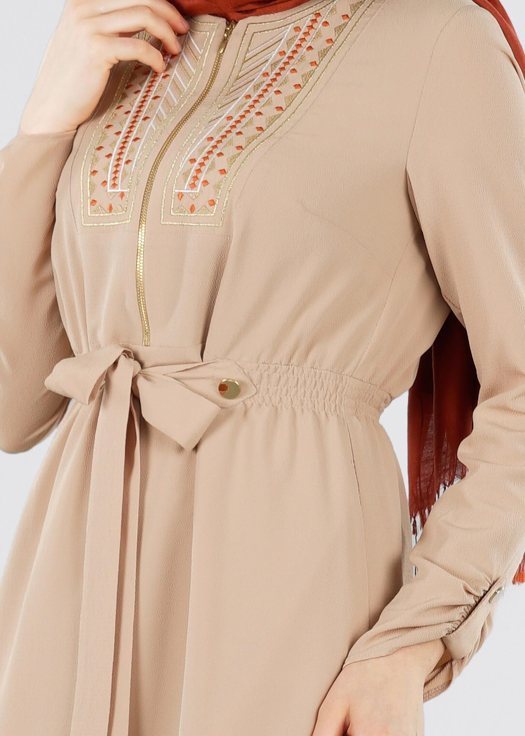 Tesettür giyim BEJ 4199 SHERATON ELBİSE 38/44 TEK40