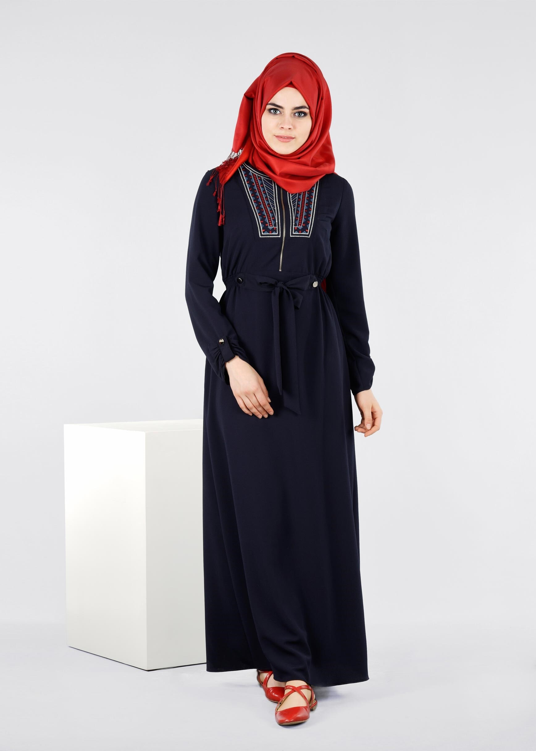 Tesettür giyim LACİVERT 4199 SHERATON ELBİSE 38/44 TEK40