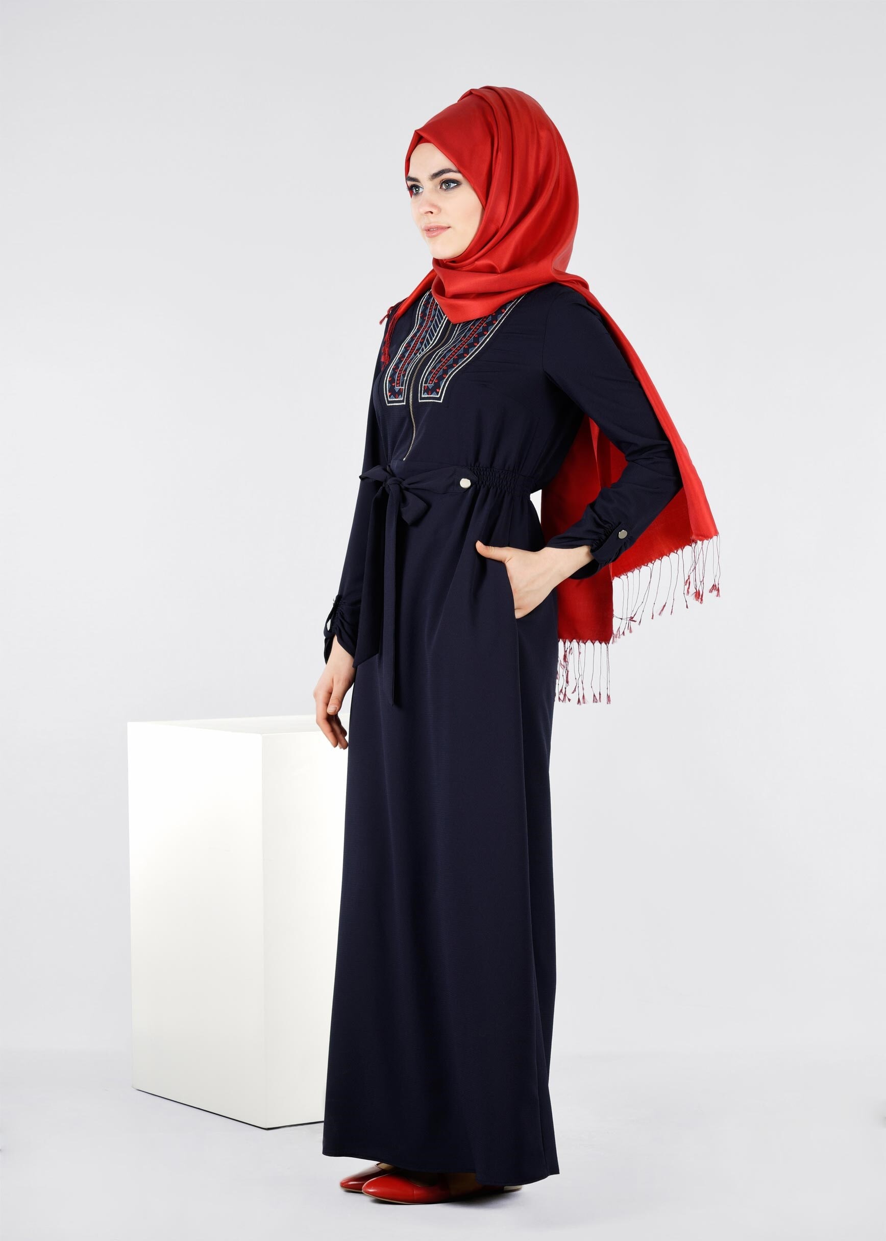 Tesettür giyim LACİVERT 4199 SHERATON ELBİSE 38/44 TEK40