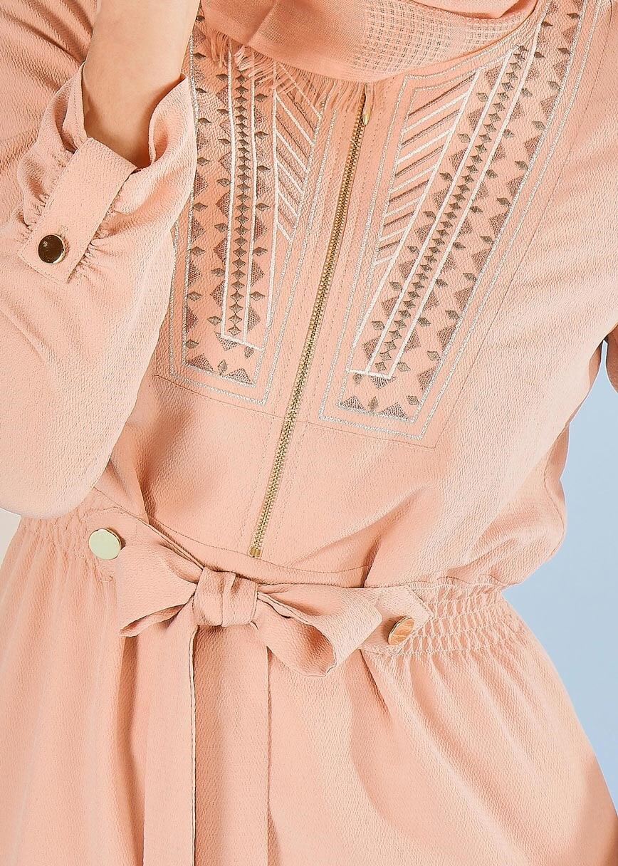 Tesettür giyim PUDRA 4199 SHERATON ELBİSE 38/44 TEK40