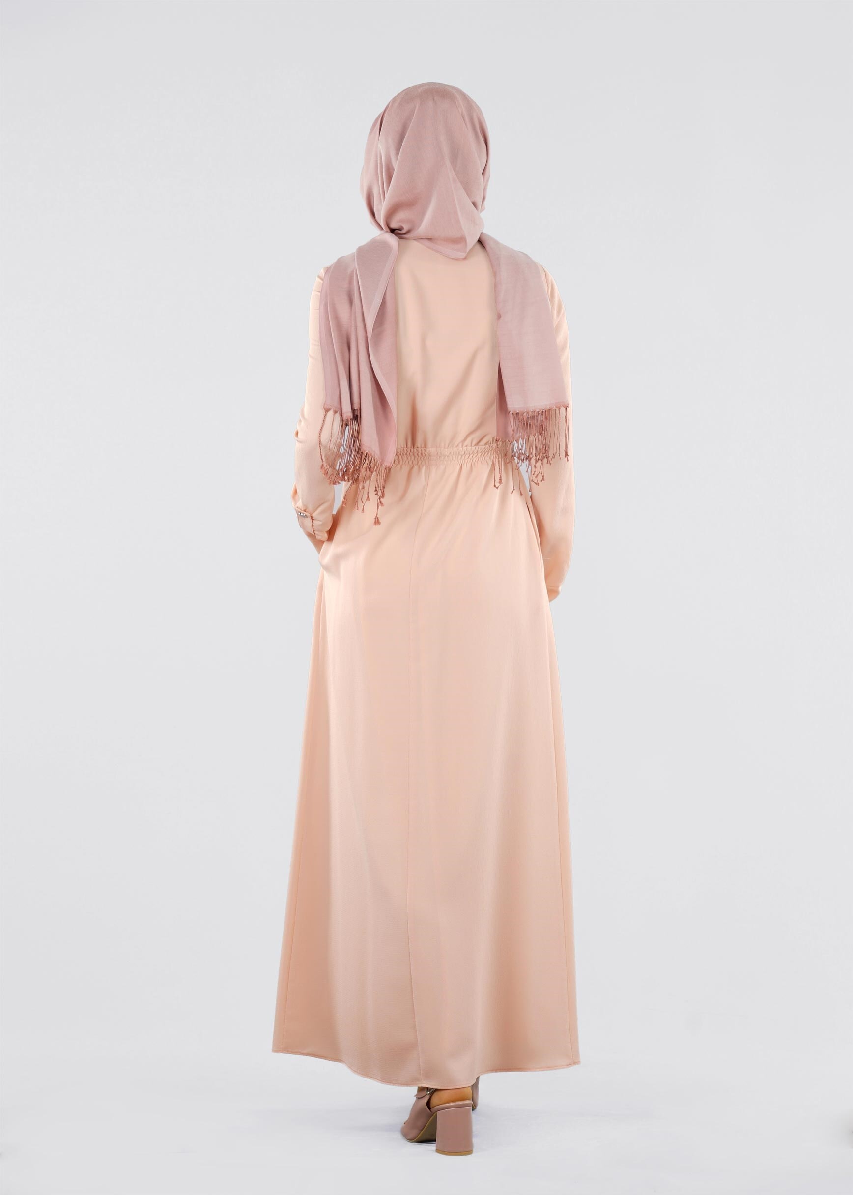 Tesettür giyim PUDRA 4199 SHERATON ELBİSE 38/44 TEK40