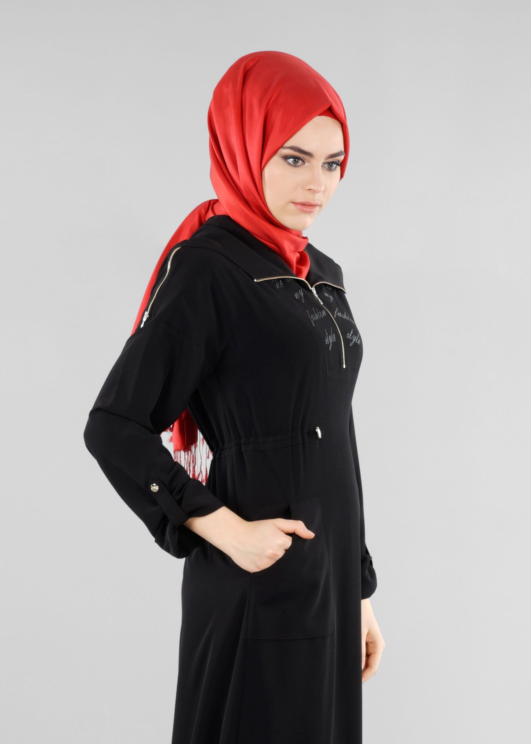 Tesettür giyim SİYAH 4200 CRİSS TESETTÜR ELBİSE 36/44(38-40) TEK42