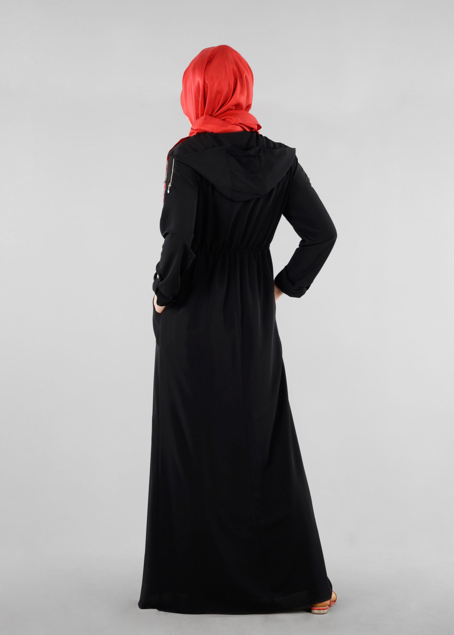 Tesettür giyim SİYAH 4200 CRİSS TESETTÜR ELBİSE 36/44(38-40) TEK42