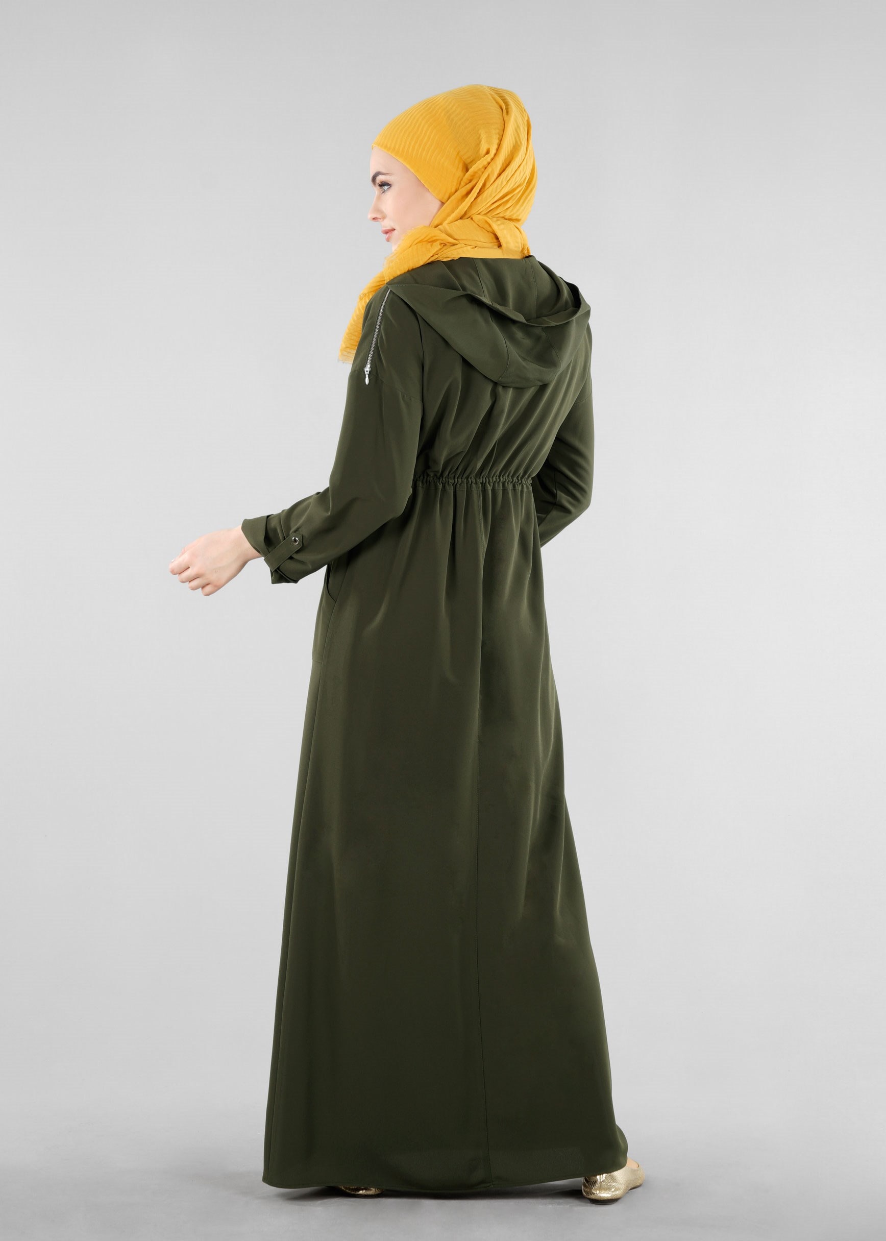 Tesettür giyim HAKİ 4200 CRİSS TESETTÜR ELBİSE 36/44(38-40) TEK42