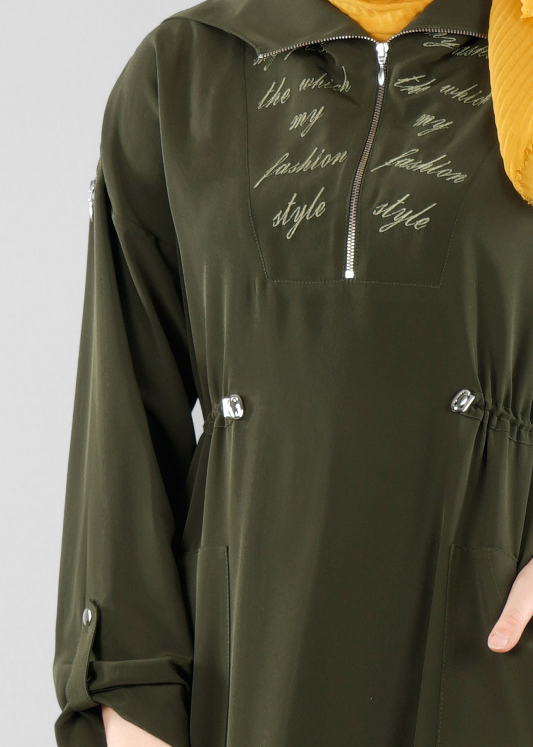 Tesettür giyim HAKİ 4200 CRİSS TESETTÜR ELBİSE 36/44(38-40) TEK42