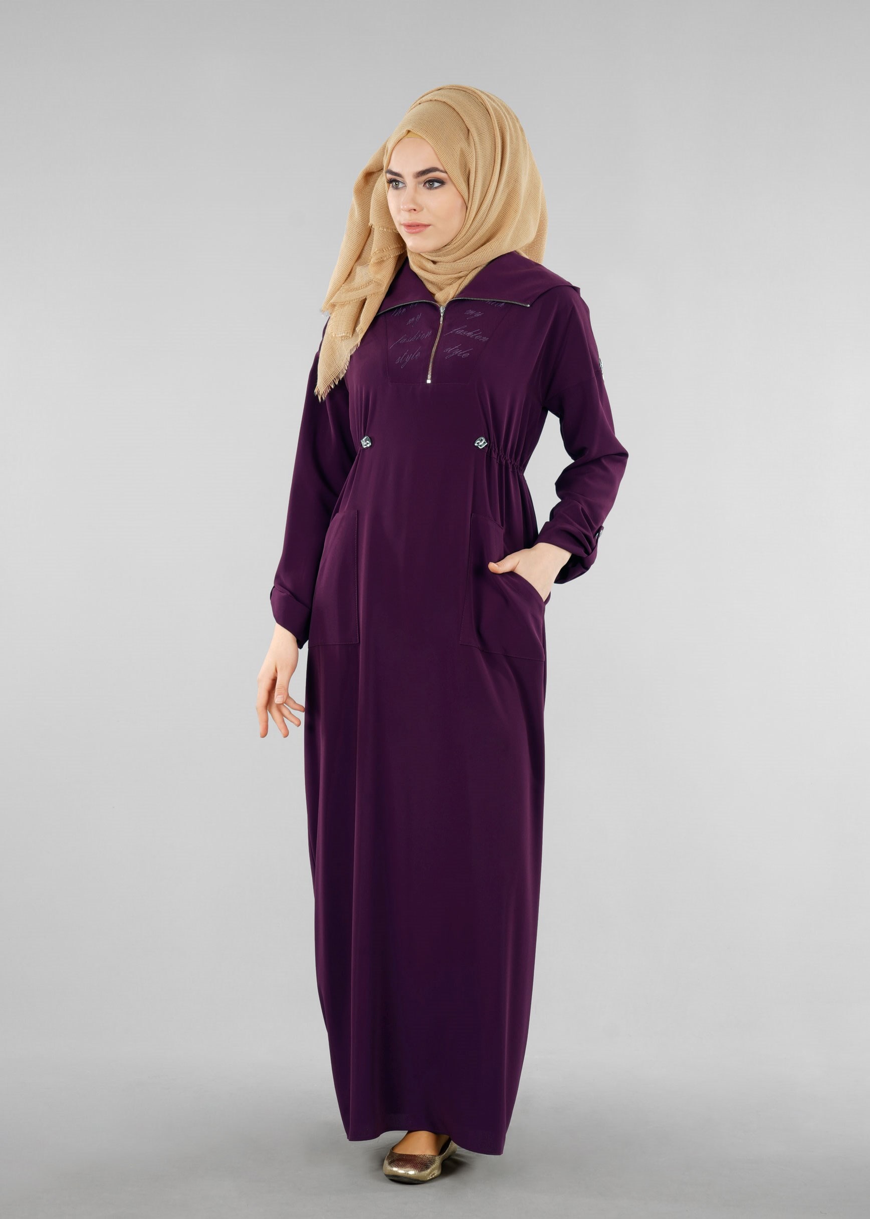 Tesettür giyim MÜRDÜM 4200 CRİSS TESETTÜR ELBİSE 36/44(38-40) TEK42