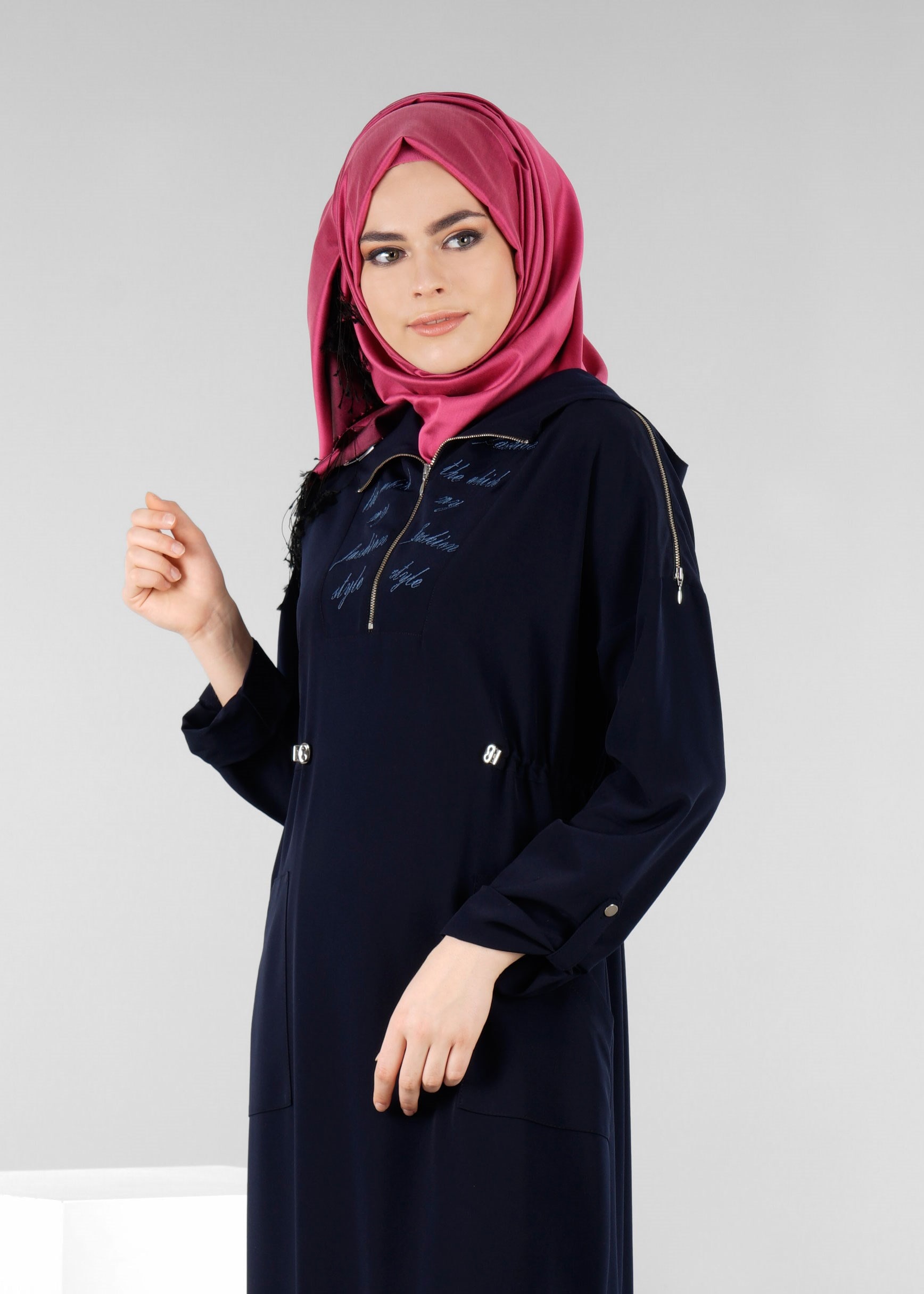 Tesettür giyim LACİVERT 4200 CRİSS TESETTÜR ELBİSE 36/44(38-40) TEK42