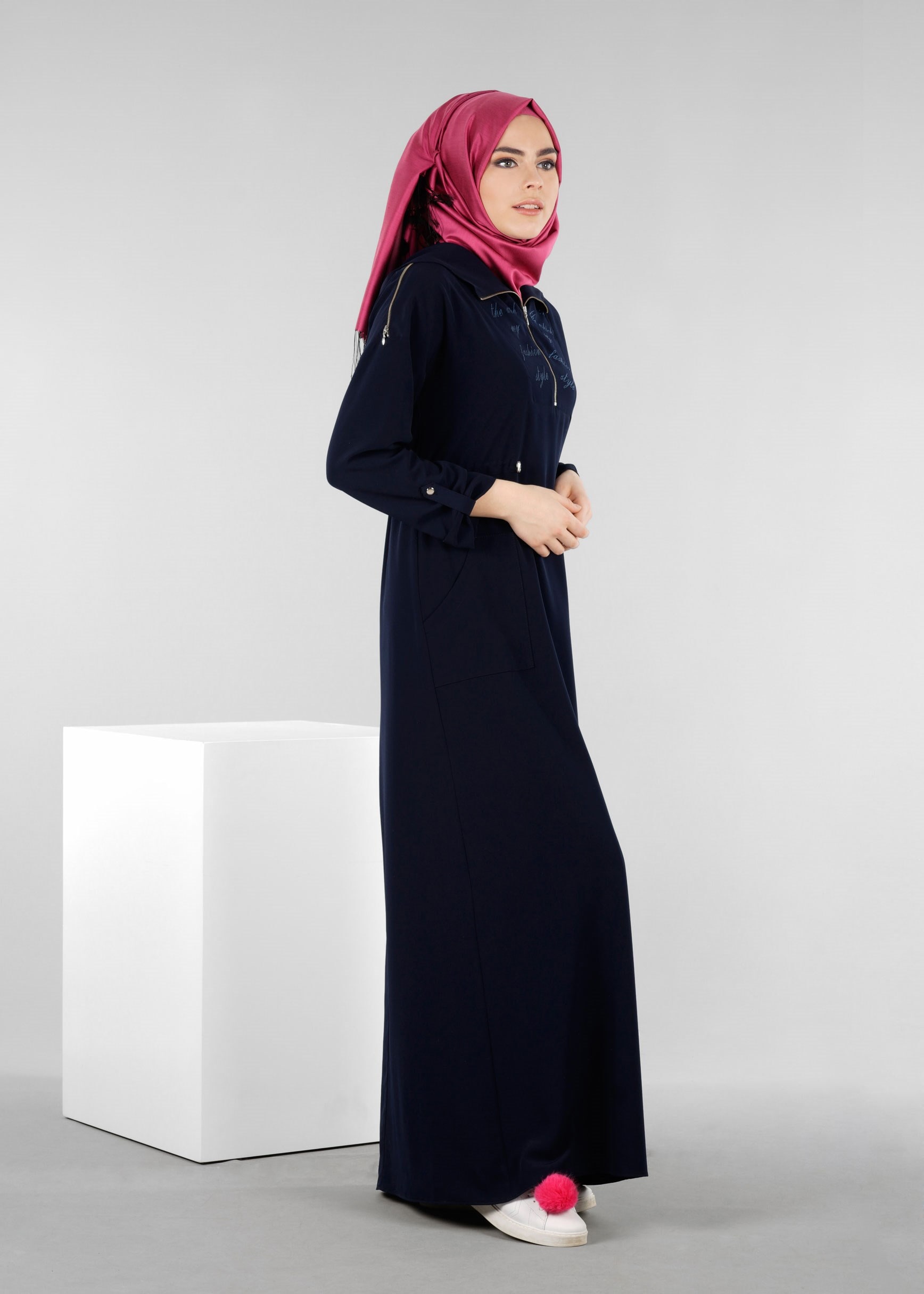 Tesettür giyim LACİVERT 4200 CRİSS TESETTÜR ELBİSE 36/44(38-40) TEK42