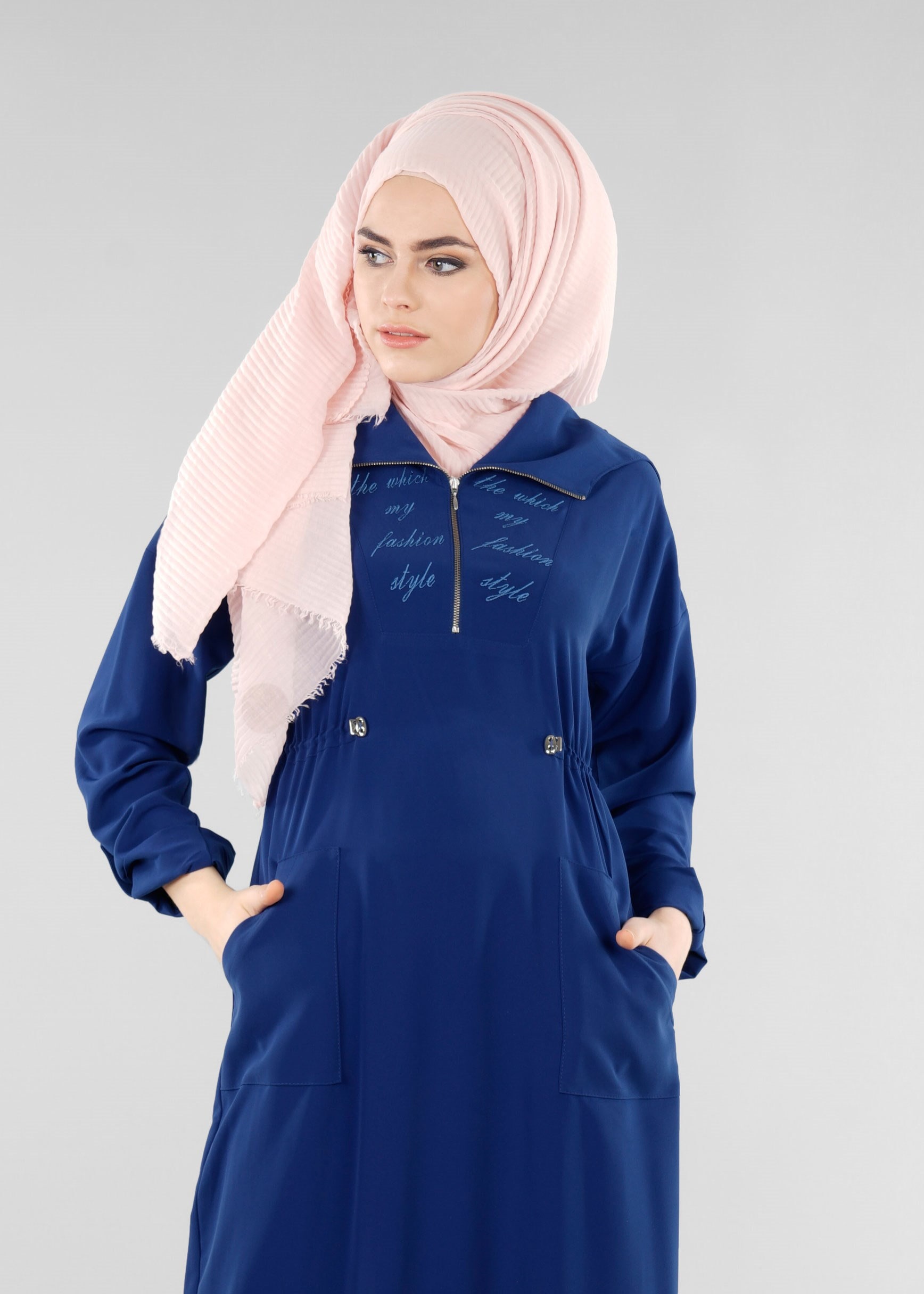 Tesettür giyim MAVİ 4200 CRİSS TESETTÜR ELBİSE 36/44(38-40) TEK42