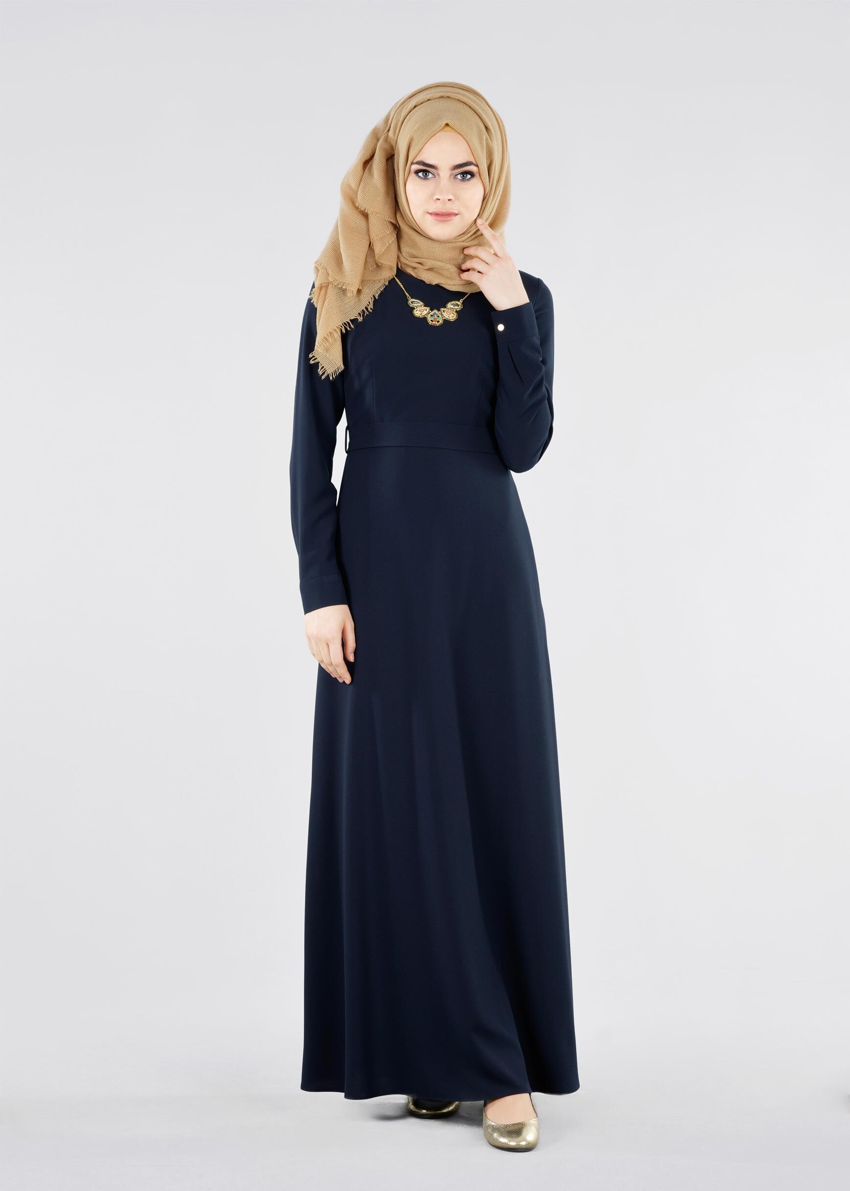 Tesettür giyim LACİVERT 4231 CAMİLA 6385 TESETTÜR ELBİSE 38/46 TEK40