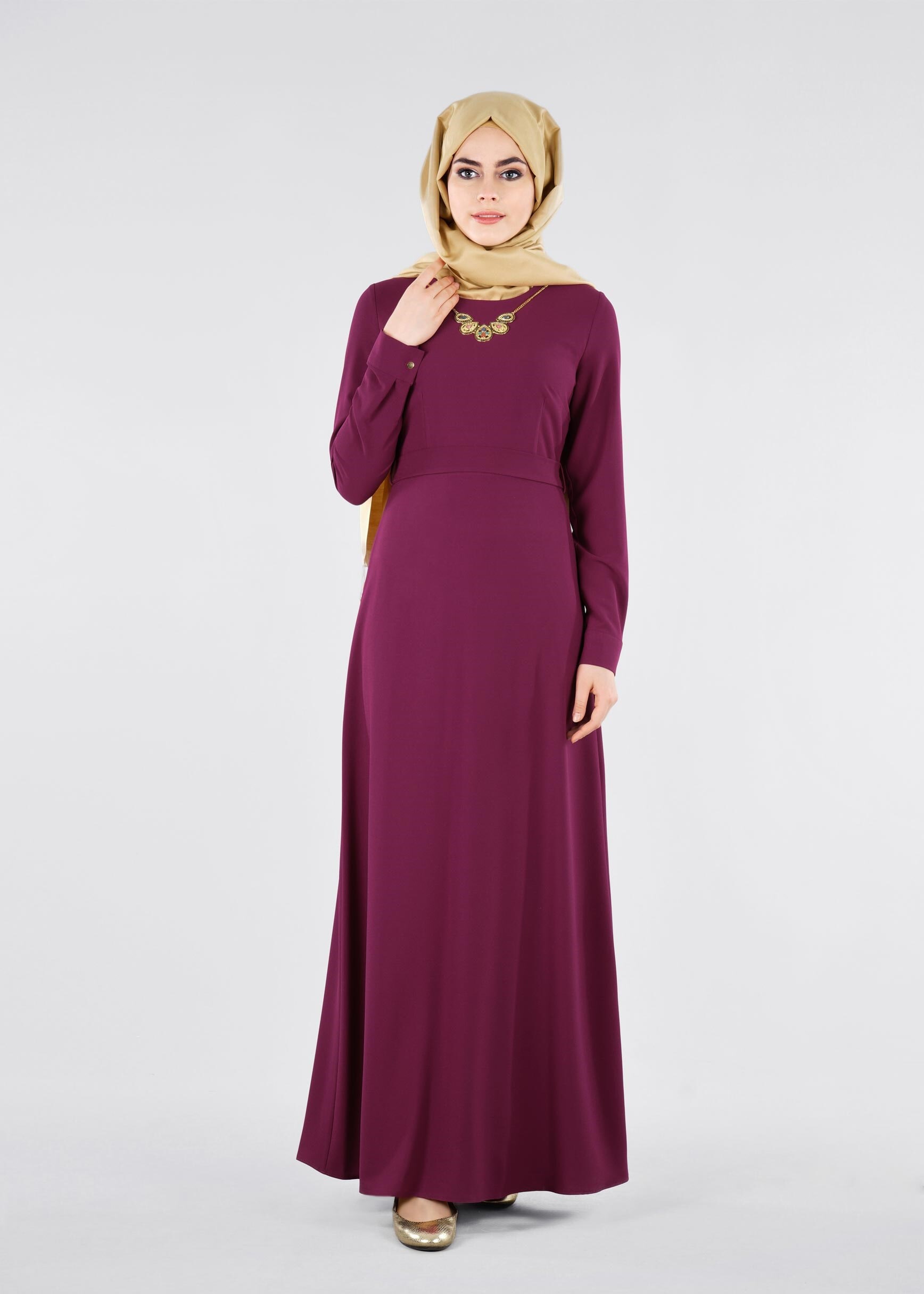 Tesettür giyim MOR 4231 CAMİLA 6385 TESETTÜR ELBİSE 38/46 TEK40