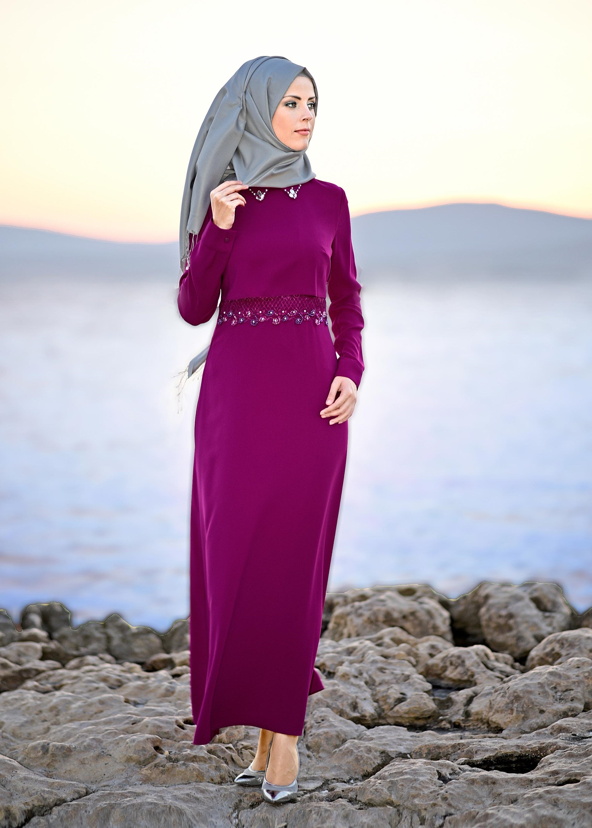 Tesettür giyim MOR 4250 MARAL 5985 ELBİSE 38/46 TEK40-38