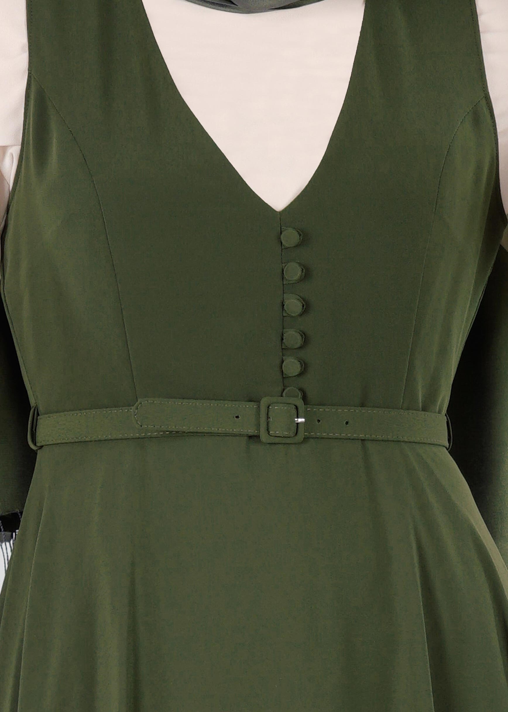 Tesettür giyim HAKİ 4252 CRİSS 2&prime;Lİ ELBİSE 38/44(38-40) TEK36