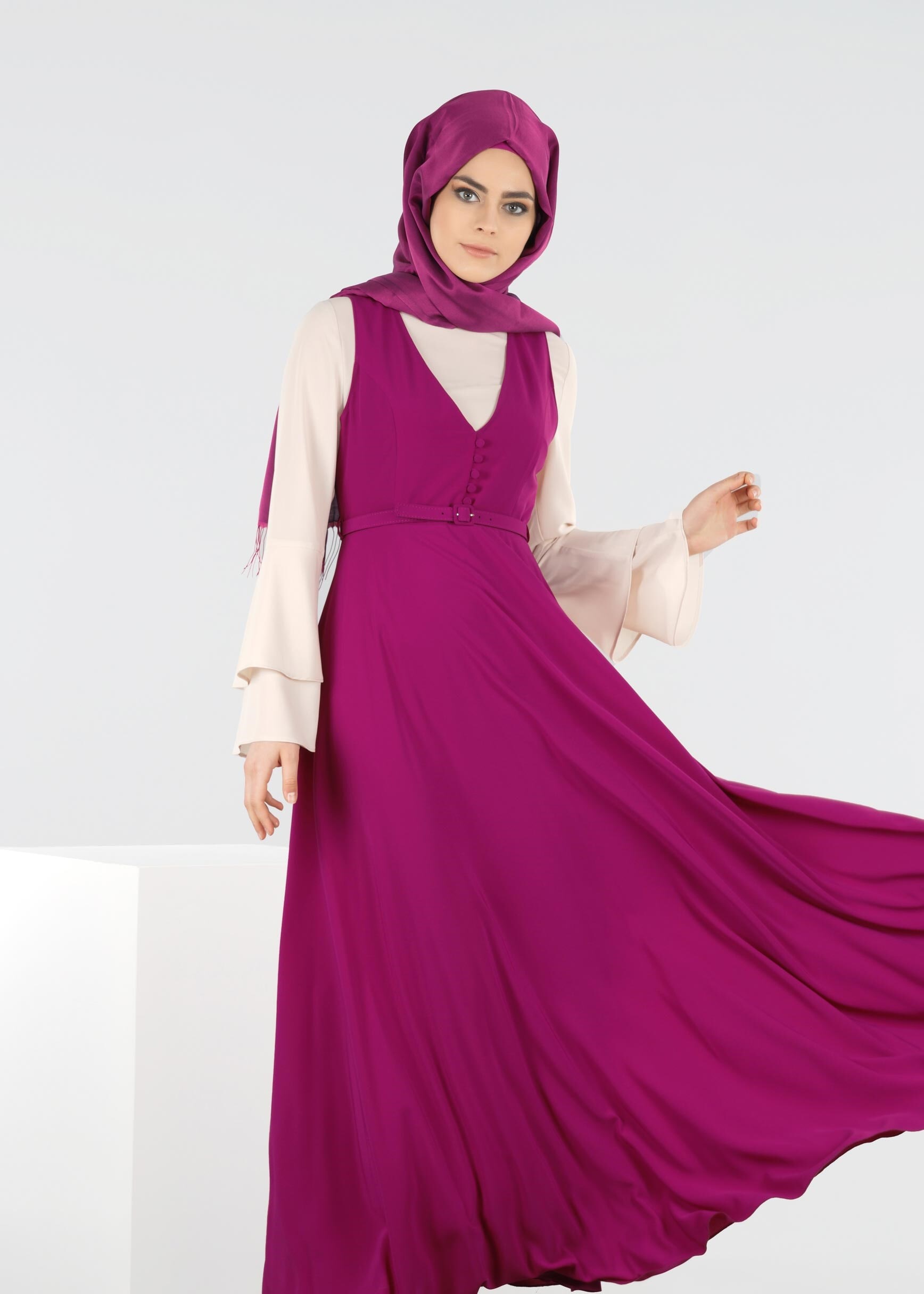 Tesettür giyim MÜRDÜM 4252 CRİSS 2&prime;Lİ ELBİSE 38/44(38-40) TEK36