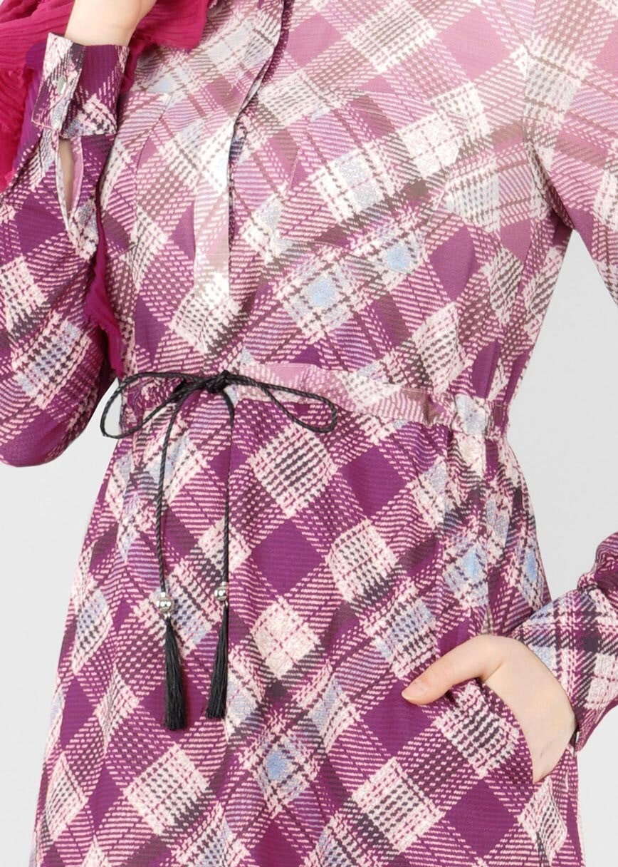 Tesettür giyim FUŞYA 4253 KOBE 301026 TESETTÜR ELBİSE 38/44