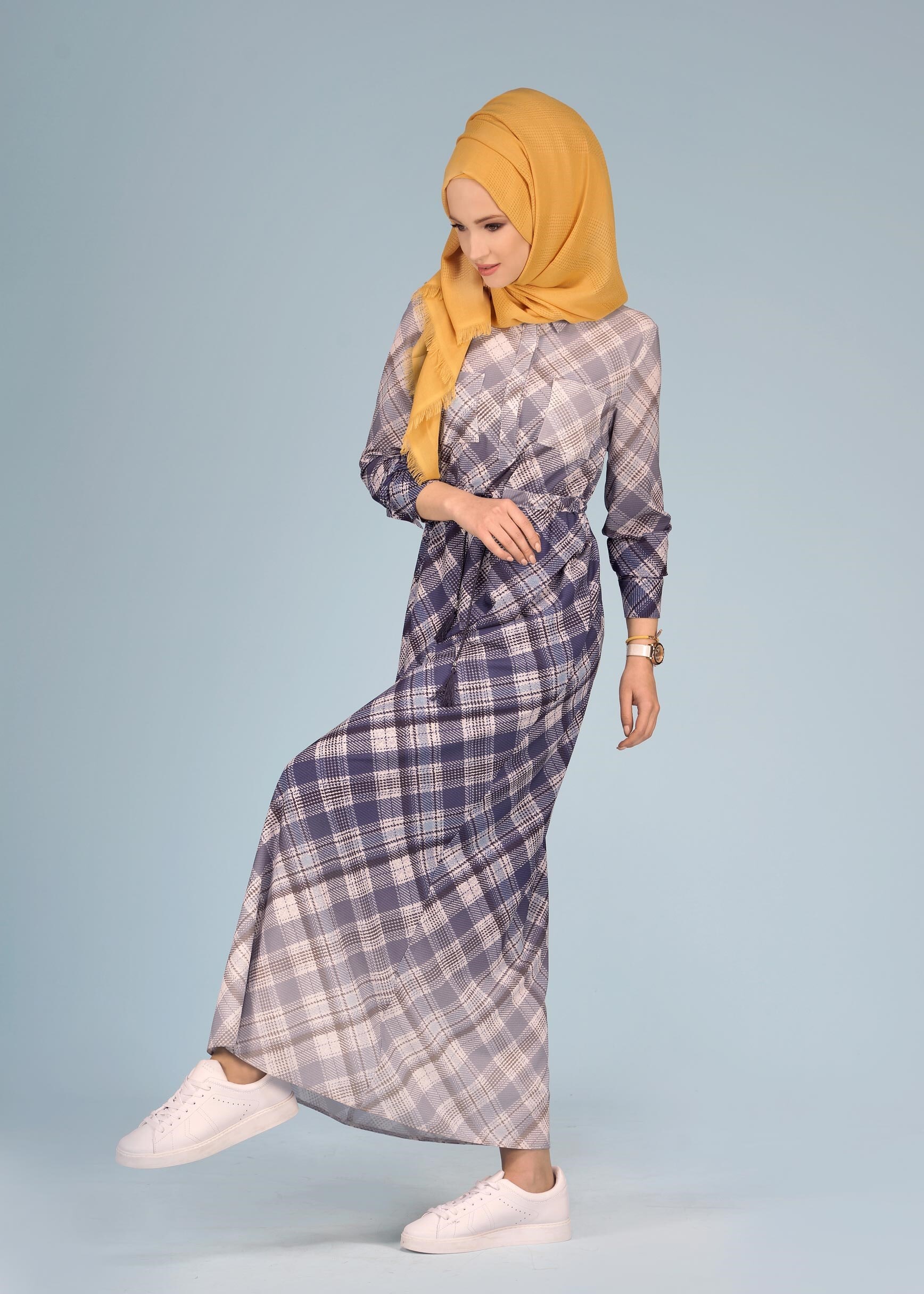 Tesettür giyim LACİVERT 4253 KOBE 301026 TESETTÜR ELBİSE 38/44