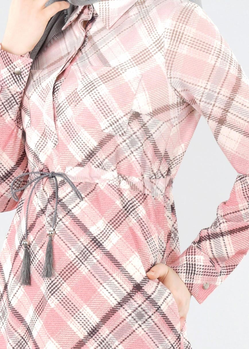 Tesettür giyim PUDRA 4253 KOBE 301026 TESETTÜR ELBİSE 38/44