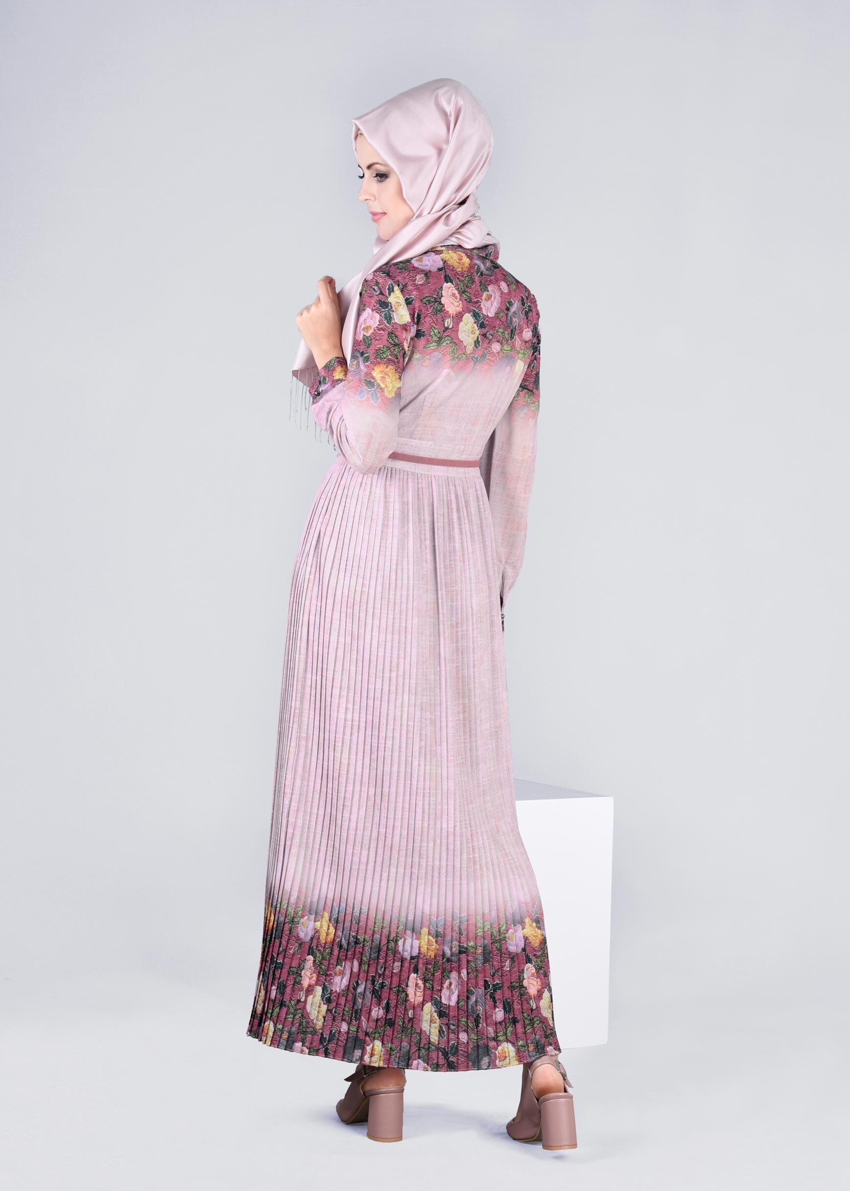 Tesettür giyim PUDRA 4254 BURBLE 9864 ELBİSE 38/44 TEK36