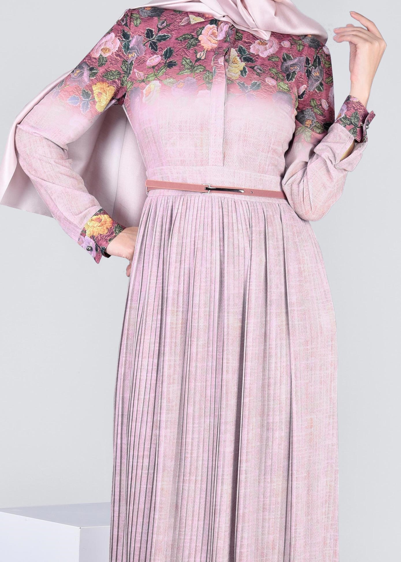 Tesettür giyim PUDRA 4254 BURBLE 9864 ELBİSE 38/44 TEK36