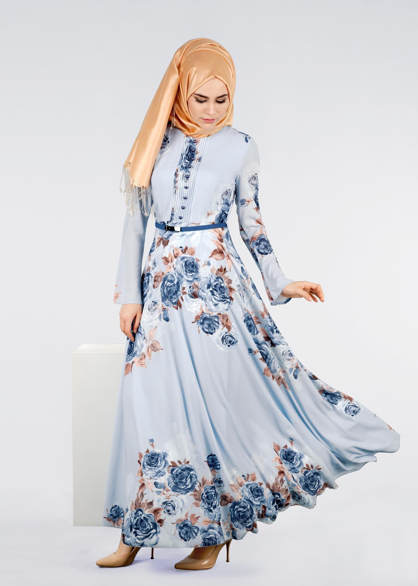 Tesettür giyim MAVİ 4289 KOBE 143139 ELBİSE 38/44 TEK40