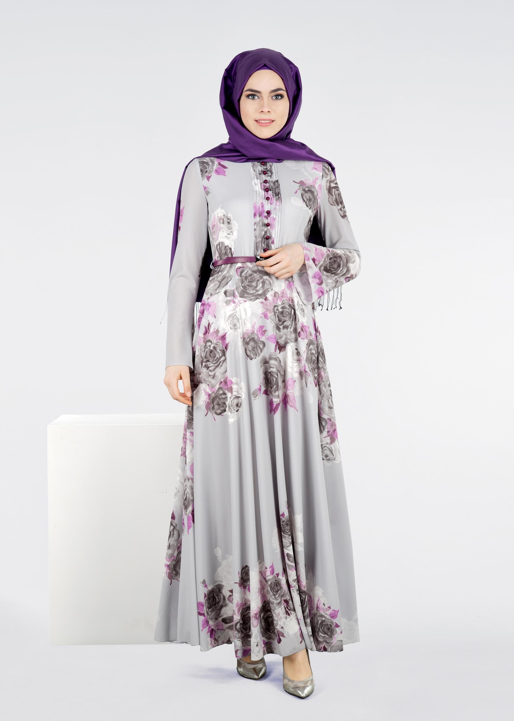 Tesettür giyim GRİ 4289 KOBE 143139 ELBİSE 38/44 TEK40