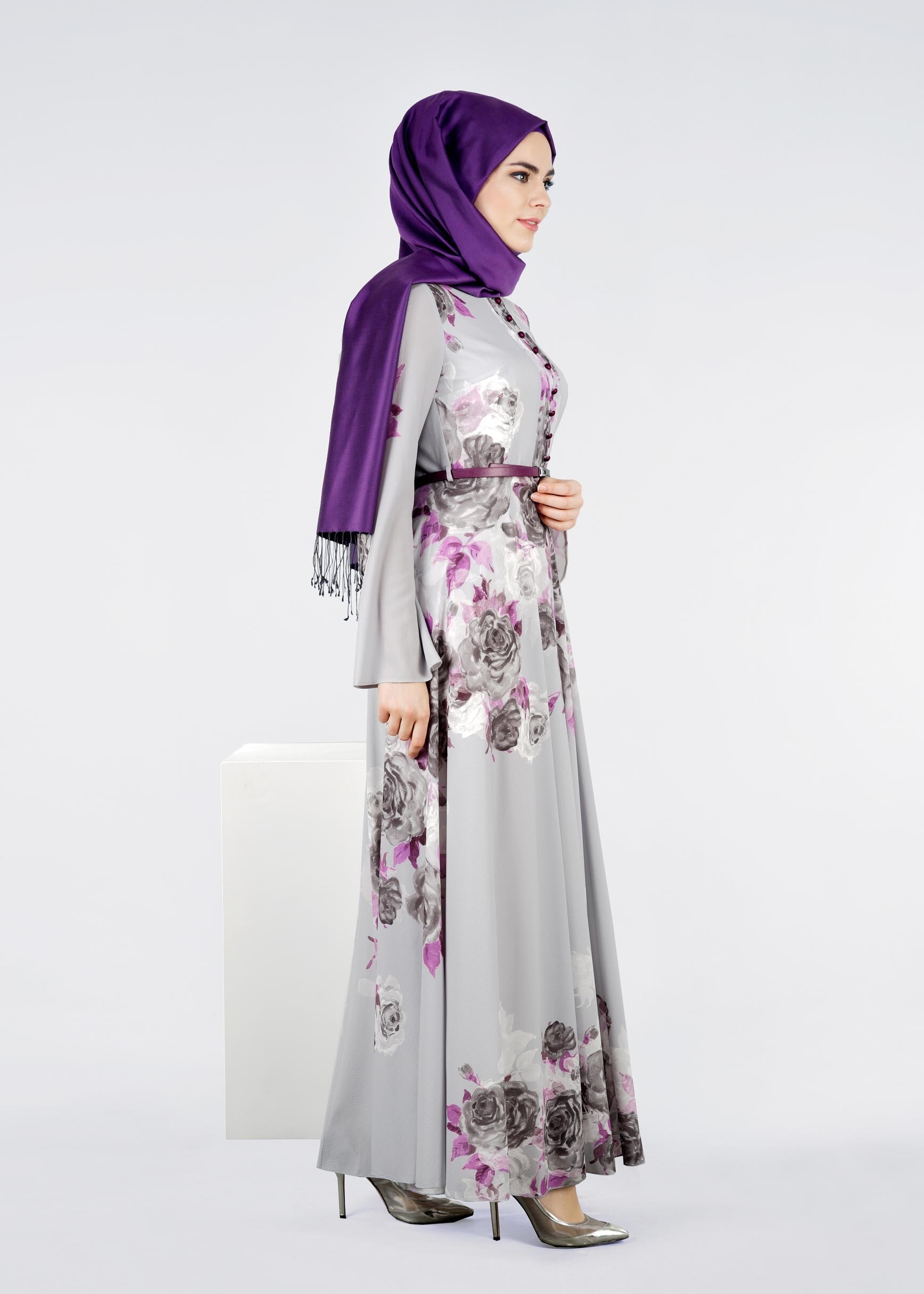 Tesettür giyim GRİ 4289 KOBE 143139 ELBİSE 38/44 TEK40