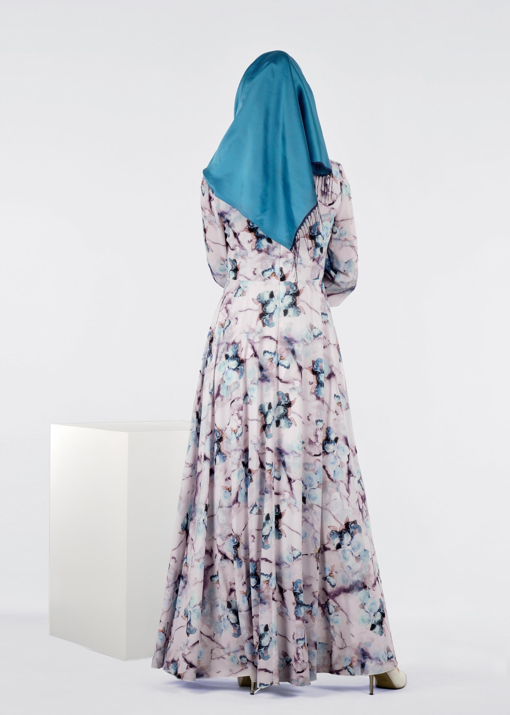 Tesettür giyim MAVİ 4290 BURBLE 6221 ELBİSE 38/44 TEK40