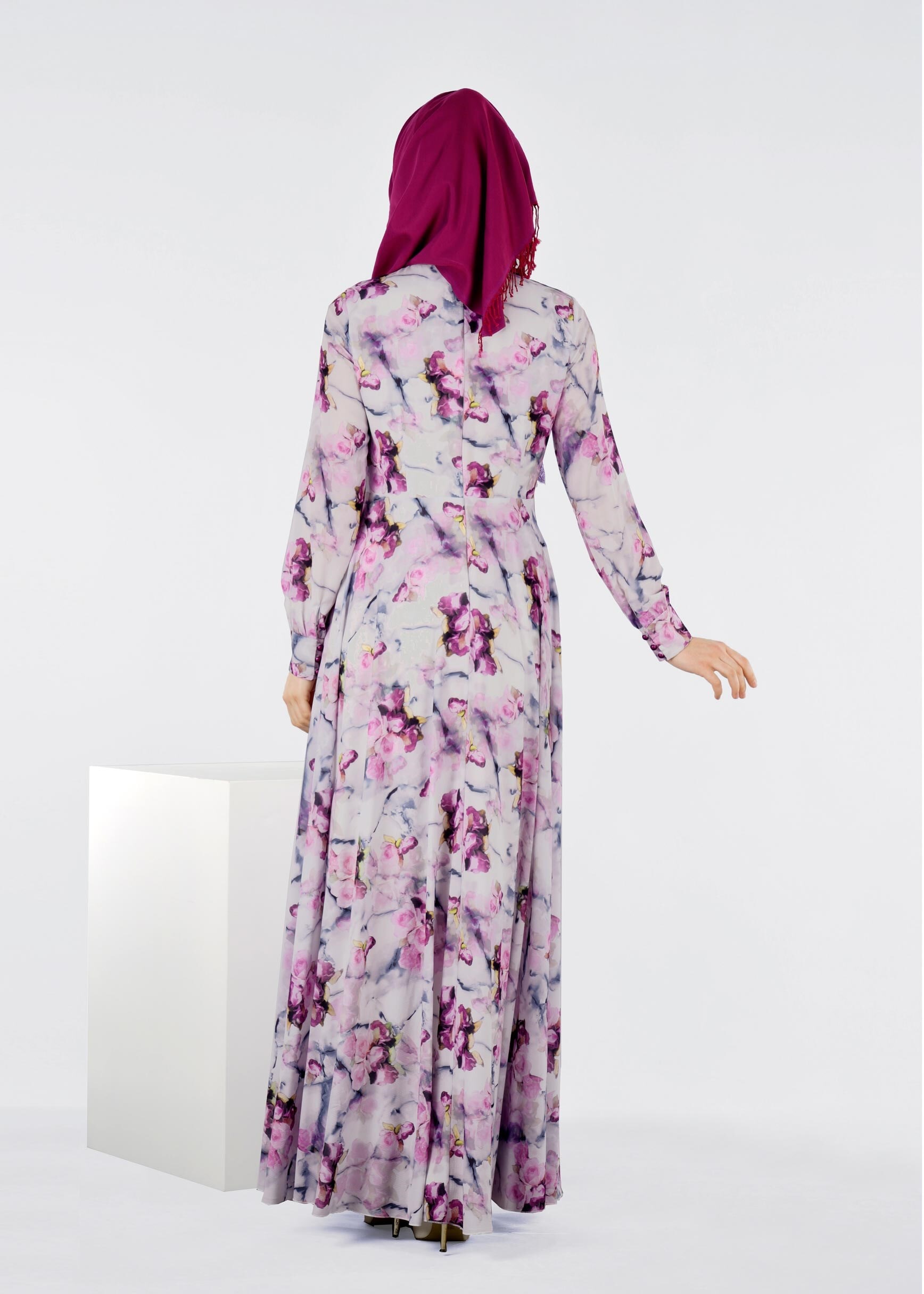 Tesettür giyim FUŞYA 4290 BURBLE 6221 ELBİSE 38/44 TEK40