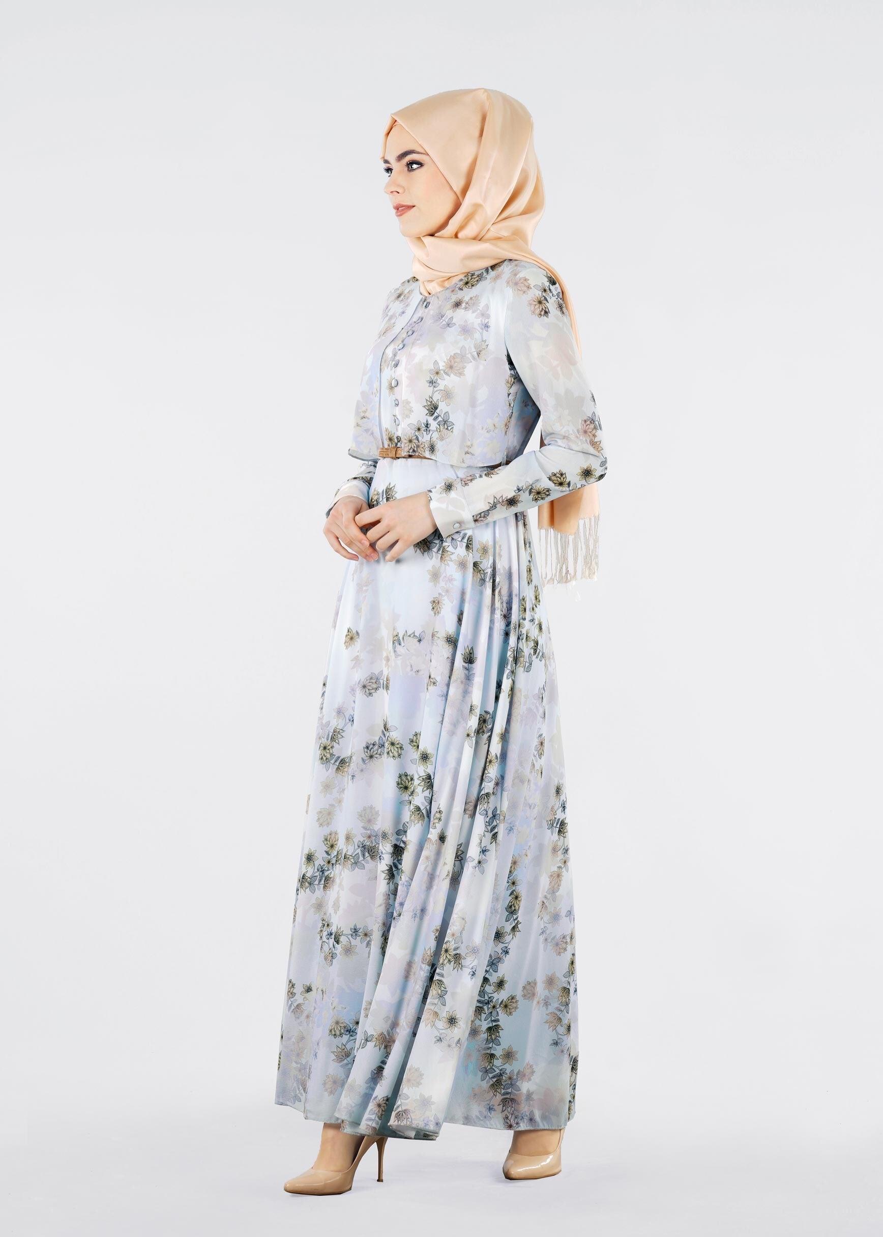 Tesettür giyim MAVİ 4292 BURBLE 5976 ELBİSE 38/44