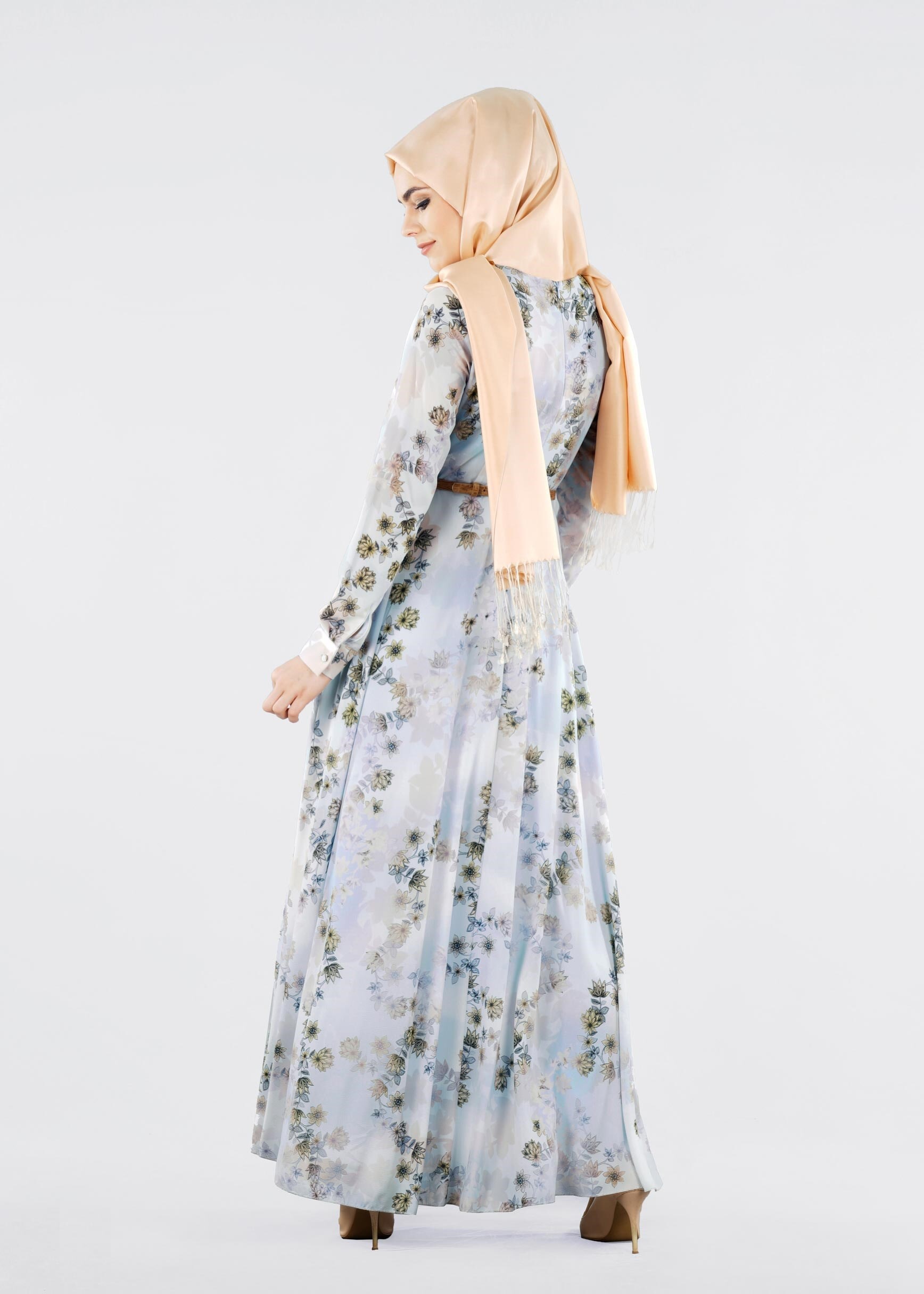 Tesettür giyim MAVİ 4292 BURBLE 5976 ELBİSE 38/44