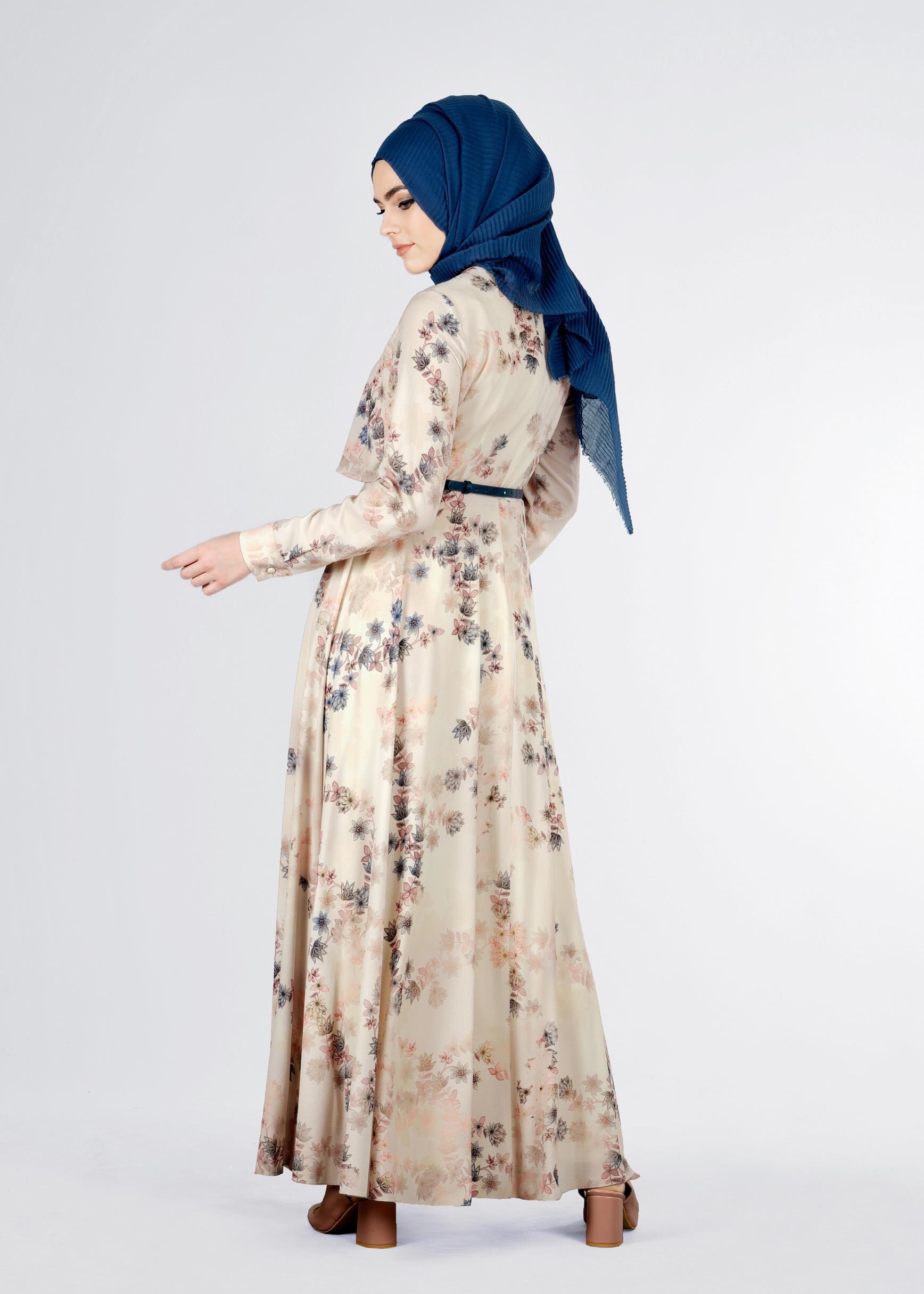 Tesettür giyim BEJ 4292 BURBLE 5976 ELBİSE 38/44