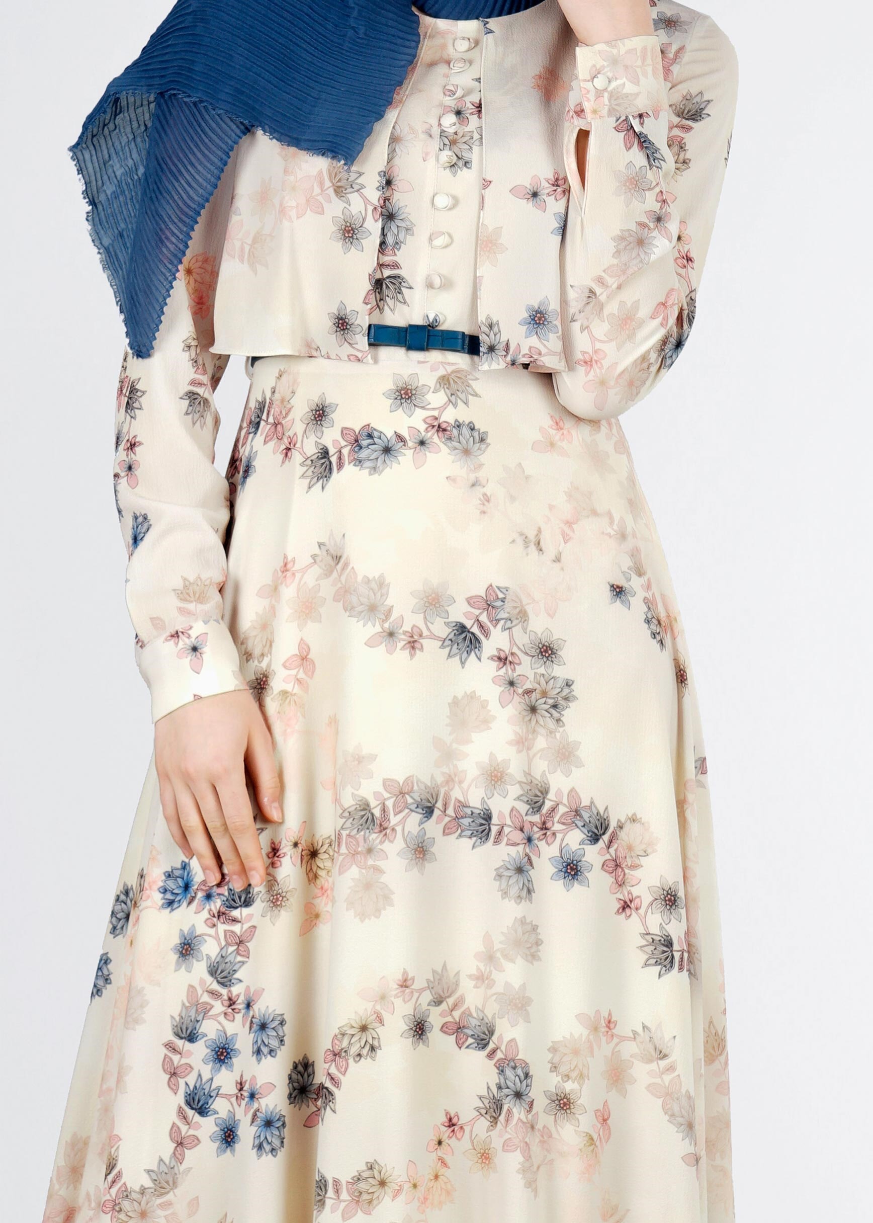 Tesettür giyim BEJ 4292 BURBLE 5976 ELBİSE 38/44