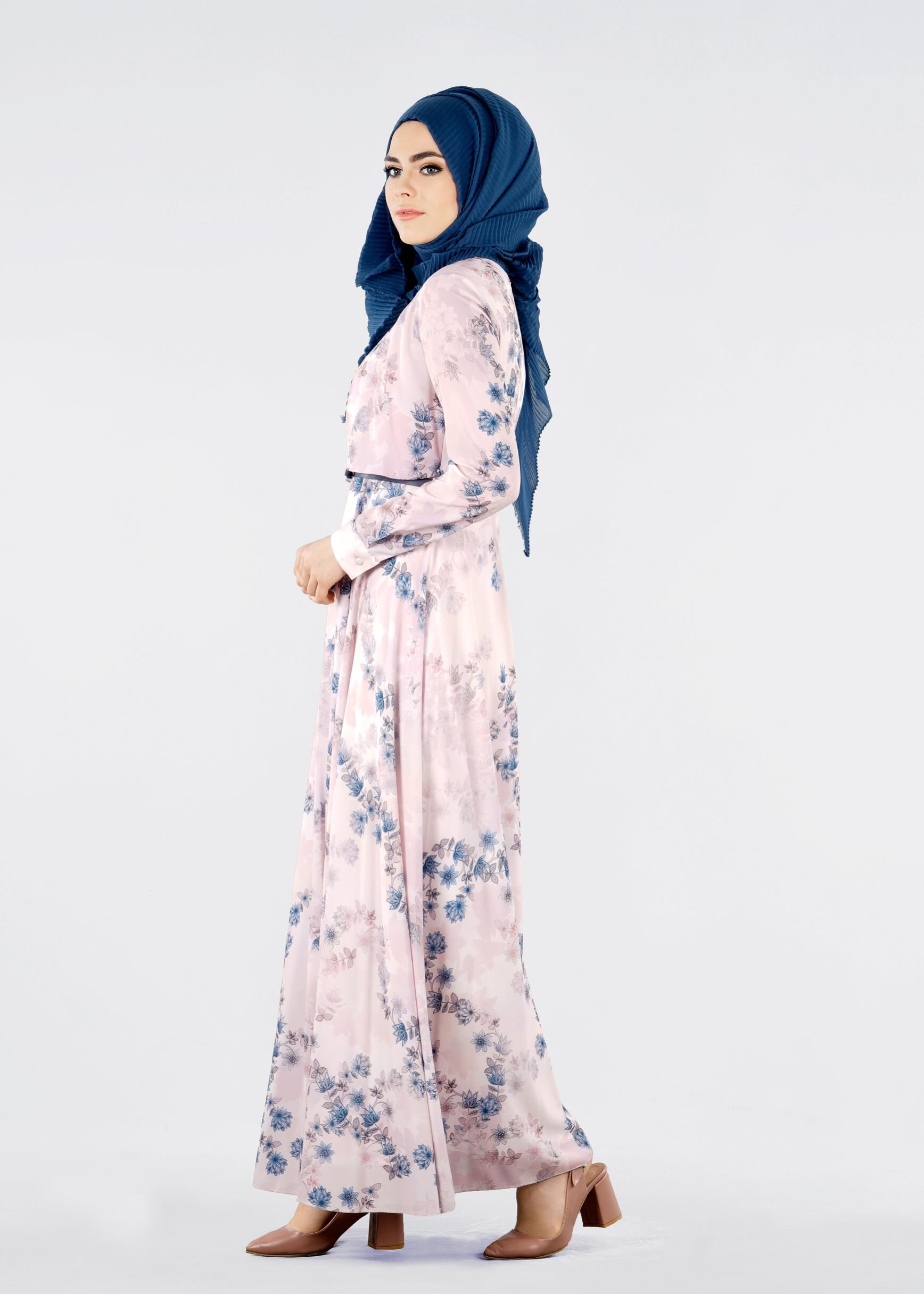 Tesettür giyim PUDRA 4292 BURBLE 5976 ELBİSE 38/44