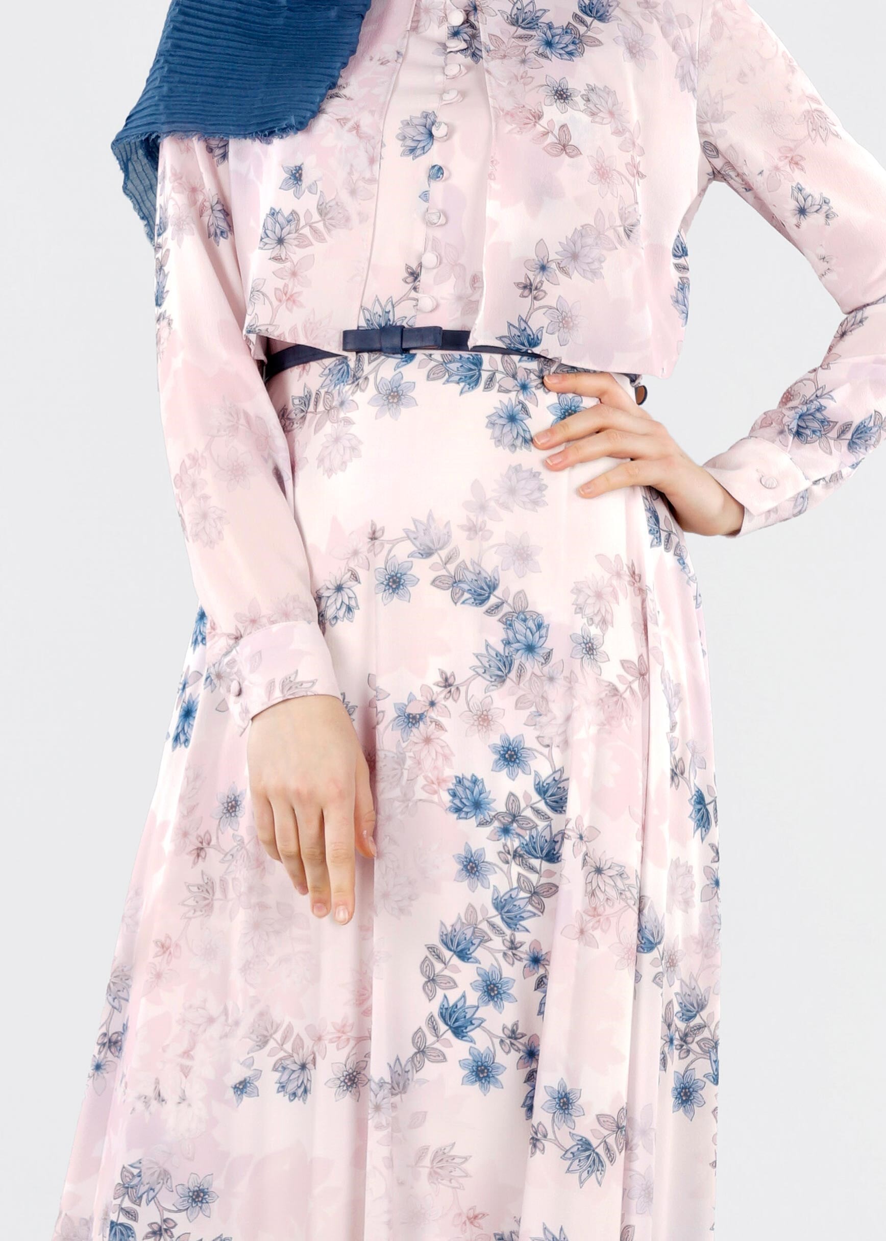 Tesettür giyim PUDRA 4292 BURBLE 5976 ELBİSE 38/44