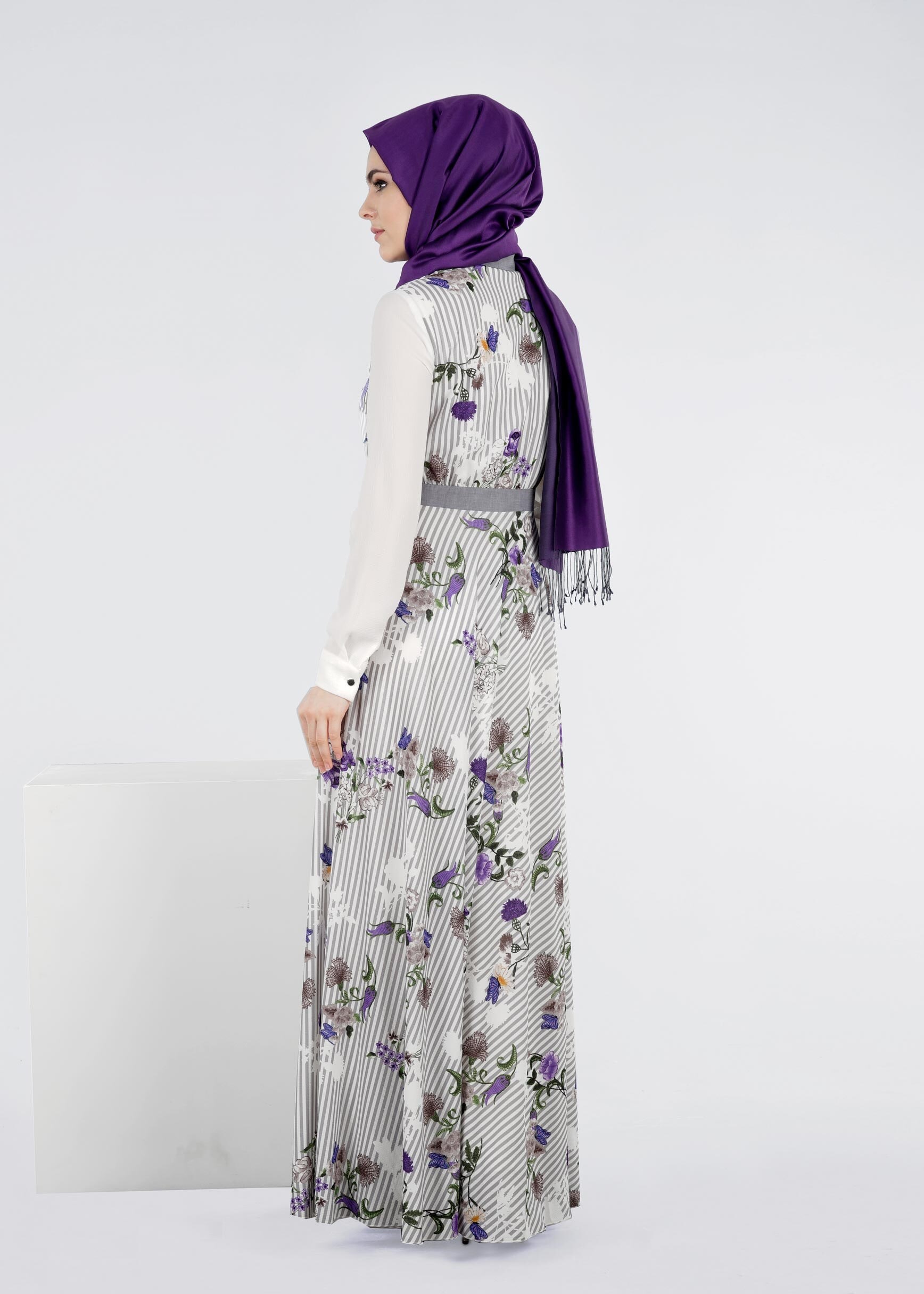 Tesettür giyim GRİ 4294 KOBE 301010 ELBİSE 36/44