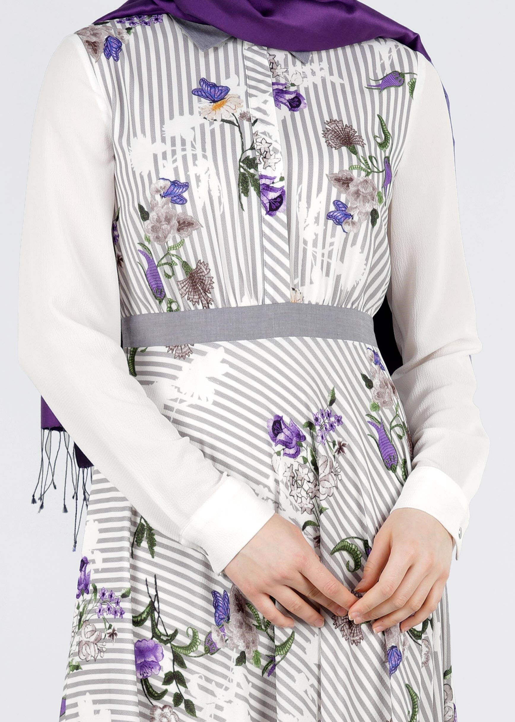 Tesettür giyim GRİ 4294 KOBE 301010 ELBİSE 36/44