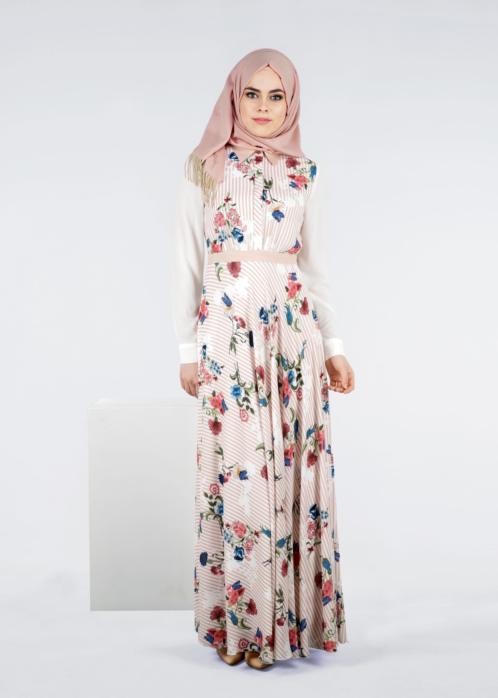 Tesettür giyim PUDRA 4294 KOBE 301010 ELBİSE 36/44