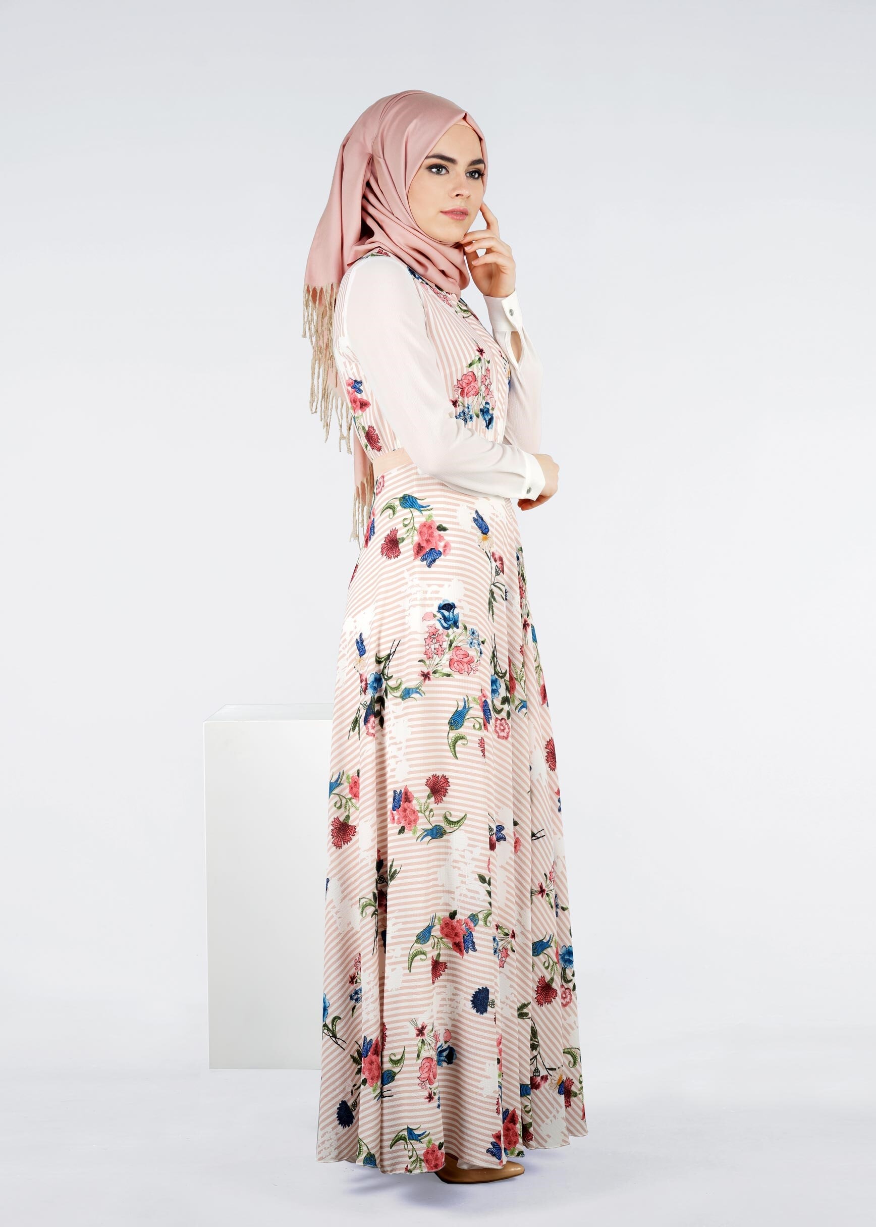 Tesettür giyim PUDRA 4294 KOBE 301010 ELBİSE 36/44