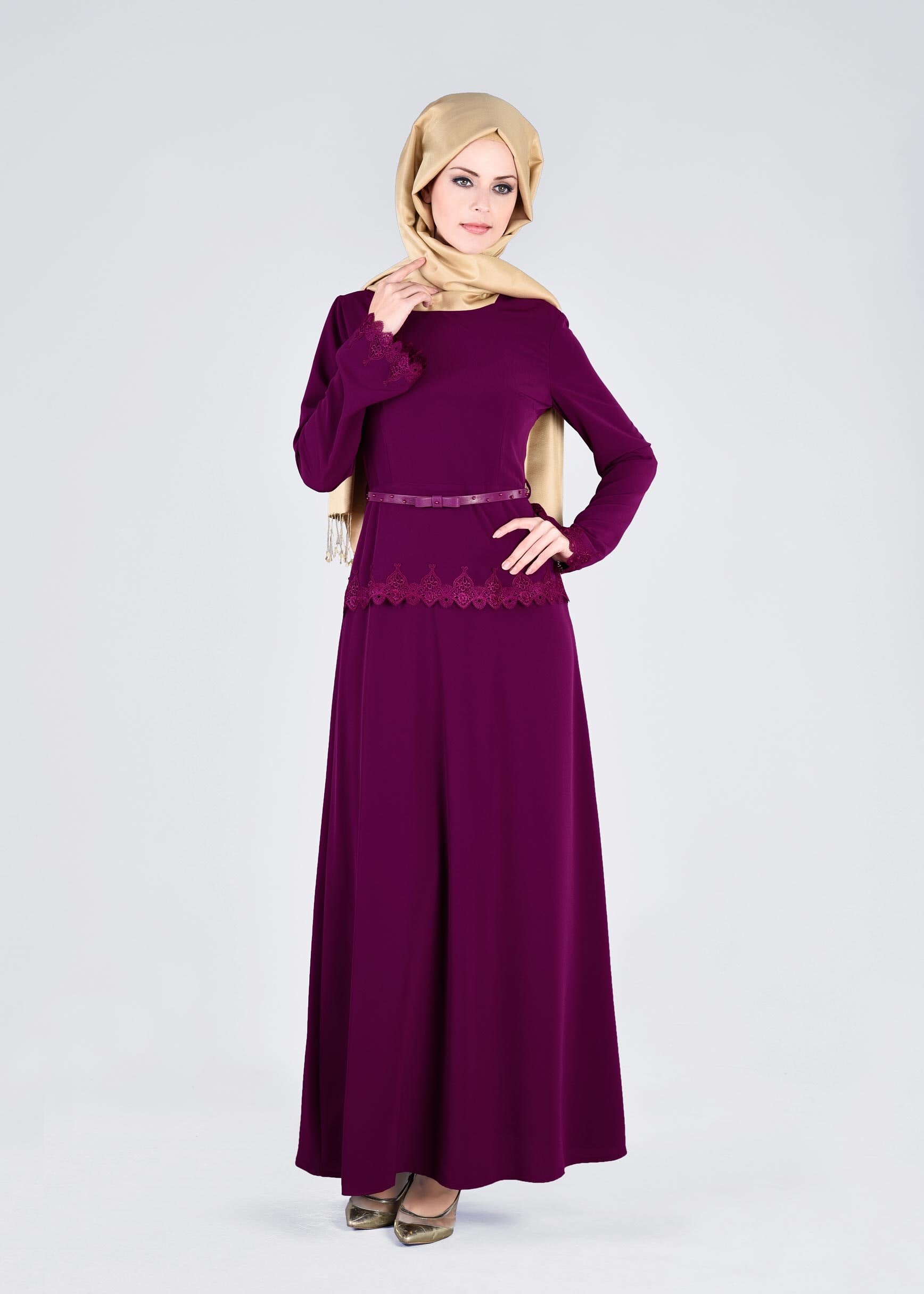 Tesettür giyim MOR 4325 CRİSS ELBİSE 38/46 TEK40