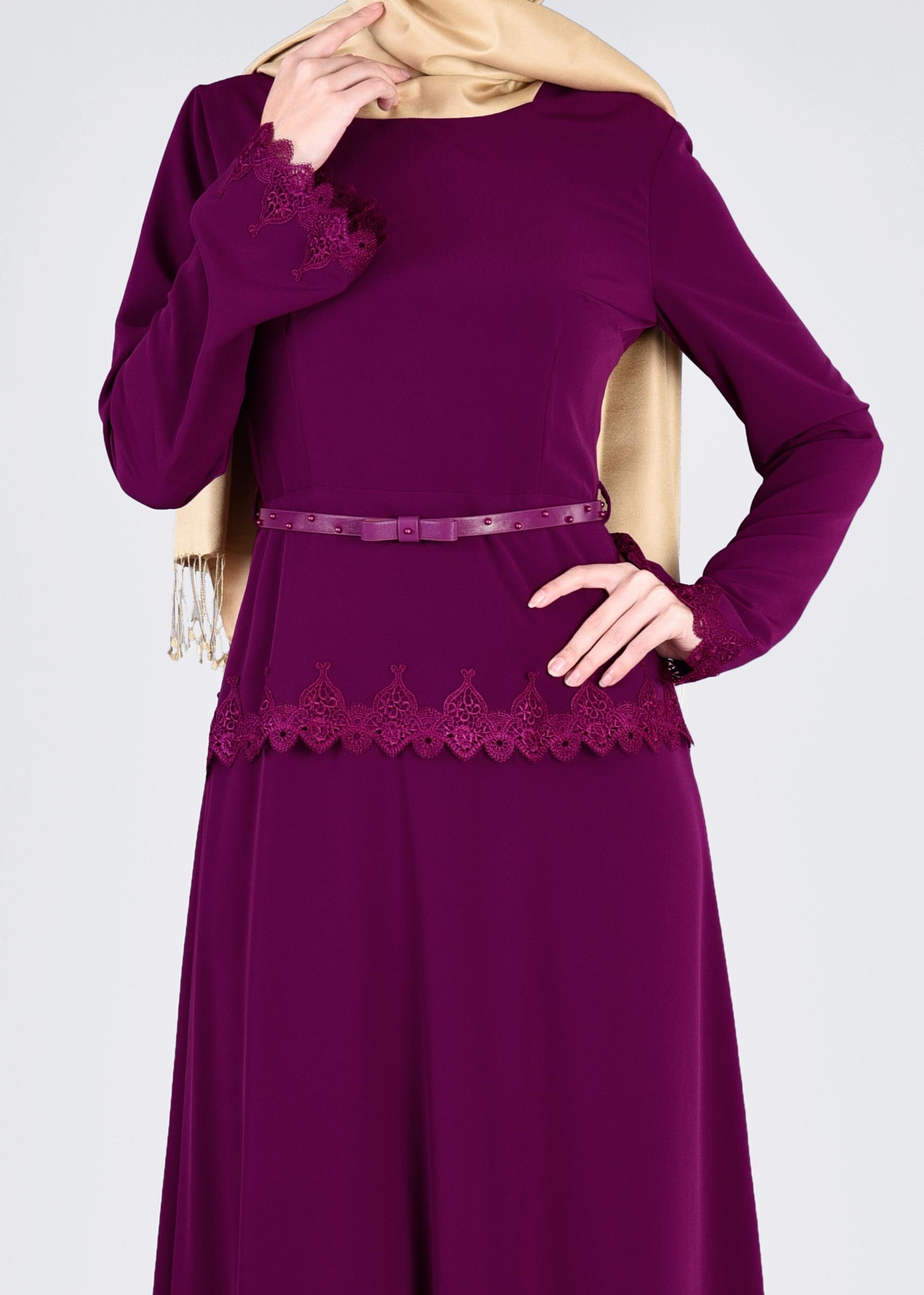 Tesettür giyim MOR 4325 CRİSS ELBİSE 38/46 TEK40