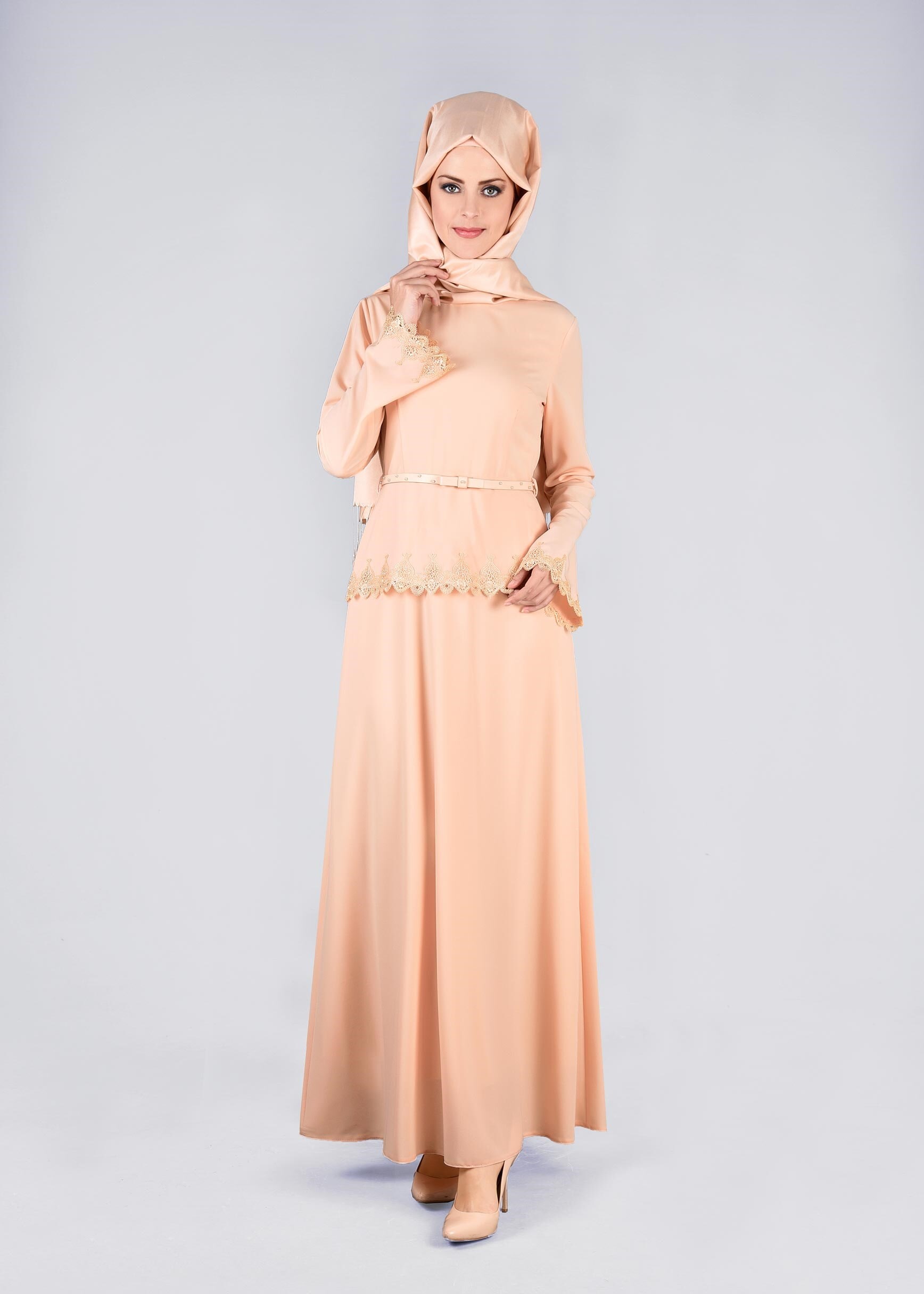 Tesettür giyim PUDRA 4325 CRİSS ELBİSE 38/46 TEK40