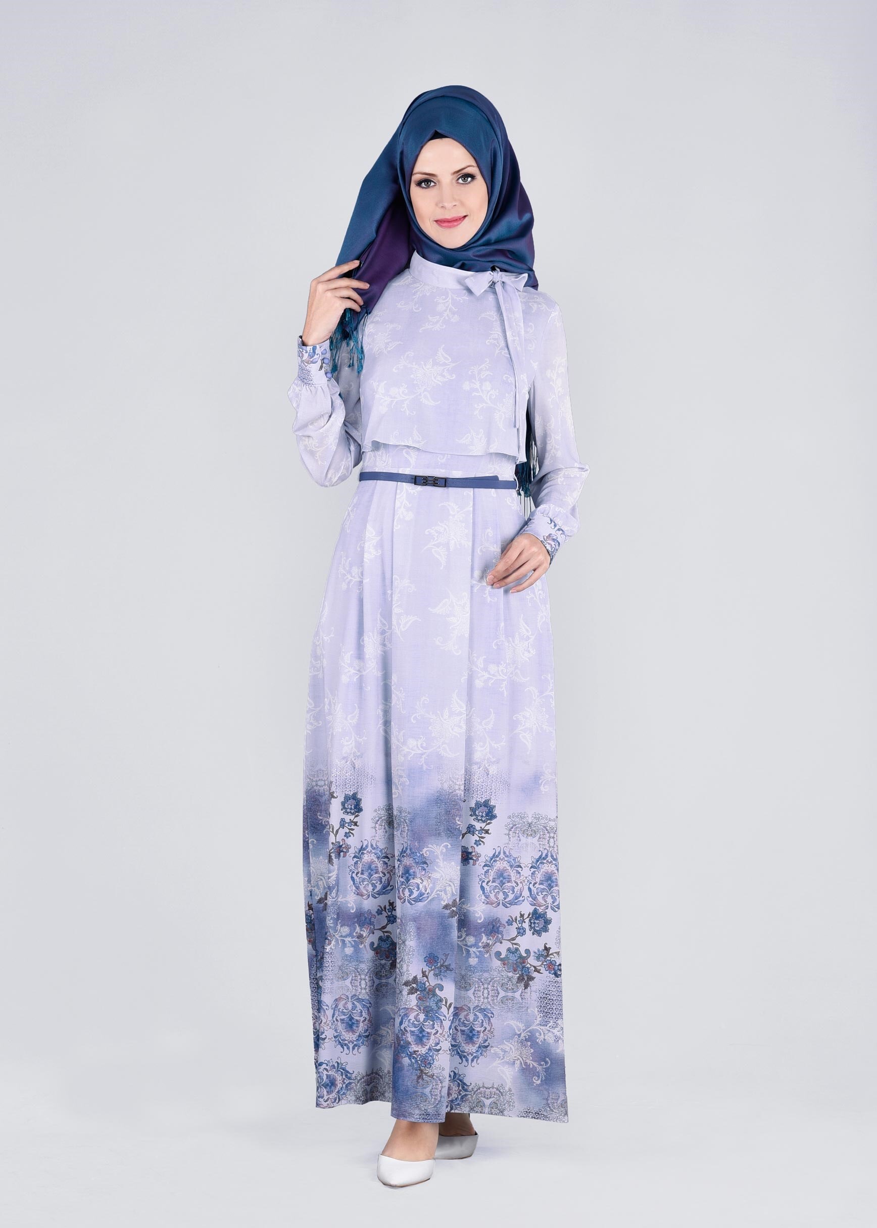 Tesettür giyim LACİVERT 4326 BURBLE 9784 ELBİSE 38/46 TEK40