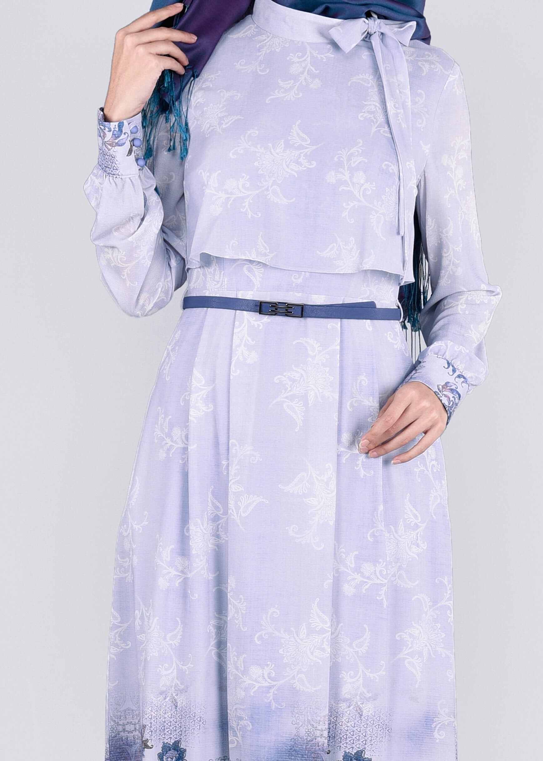 Tesettür giyim LACİVERT 4326 BURBLE 9784 ELBİSE 38/46 TEK40