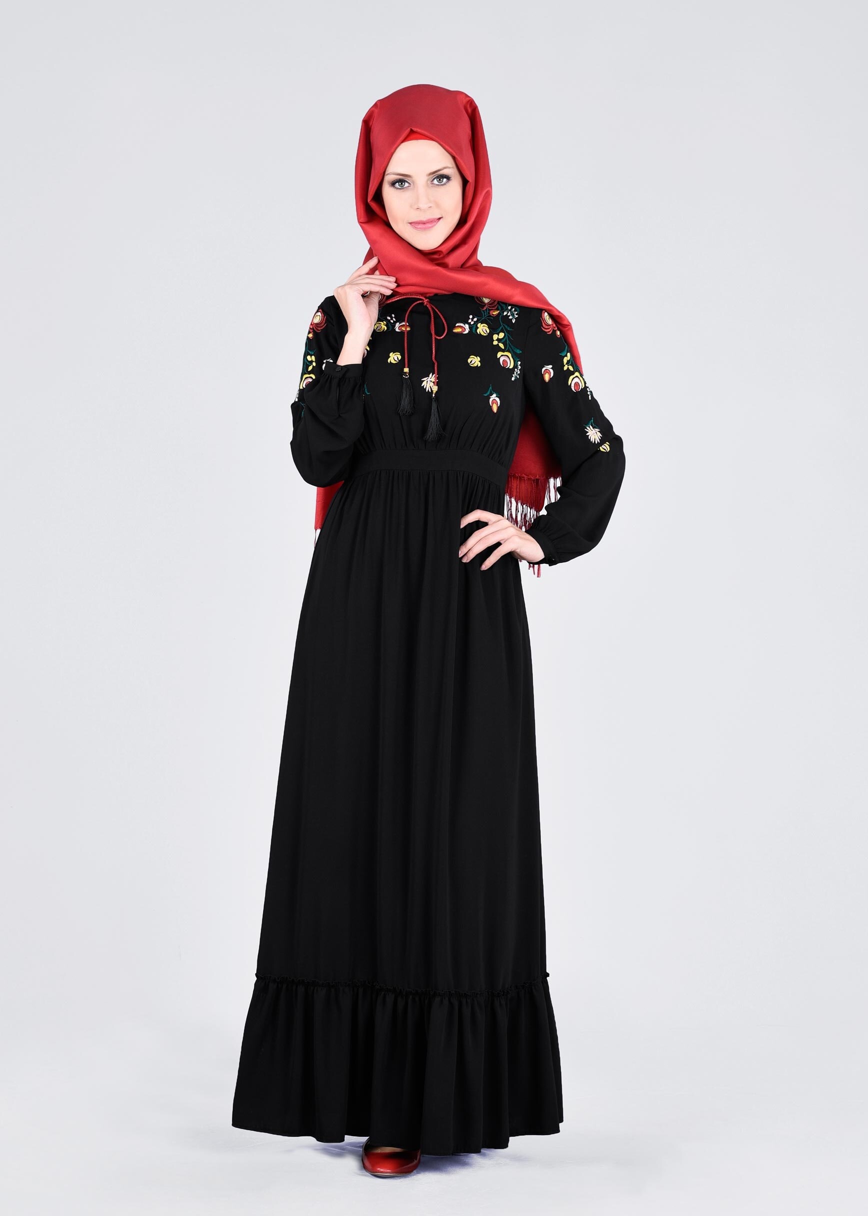 Tesettür giyim SİYAH 4337 SUDE 7011 ELBİSE 36/44 TEK38