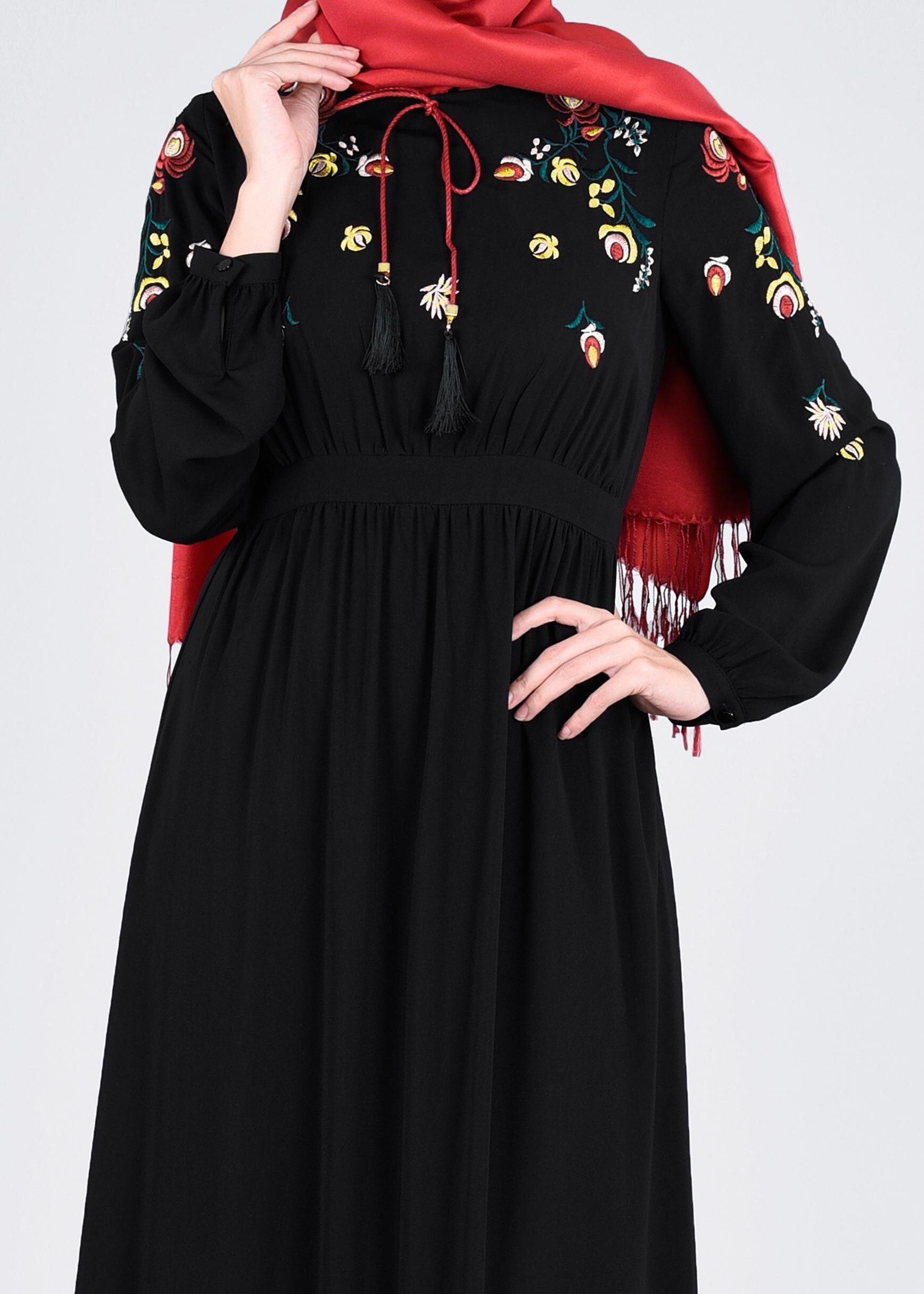 Tesettür giyim SİYAH 4337 SUDE 7011 ELBİSE 36/44 TEK38