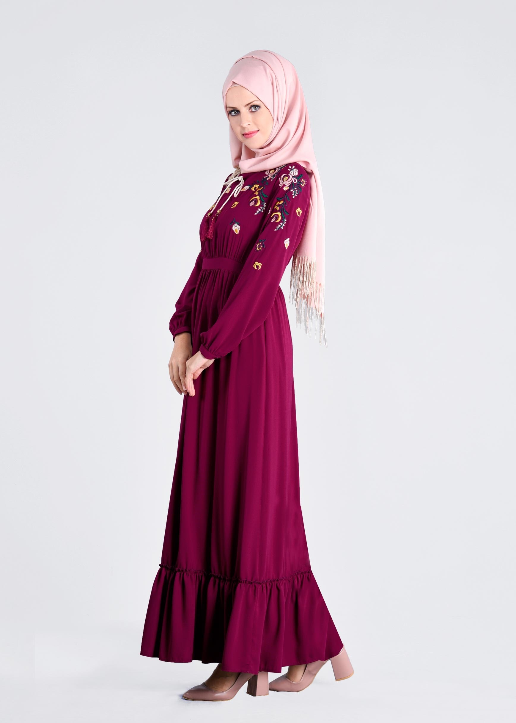 Tesettür giyim MOR 4337 SUDE 7011 ELBİSE 36/44 TEK38