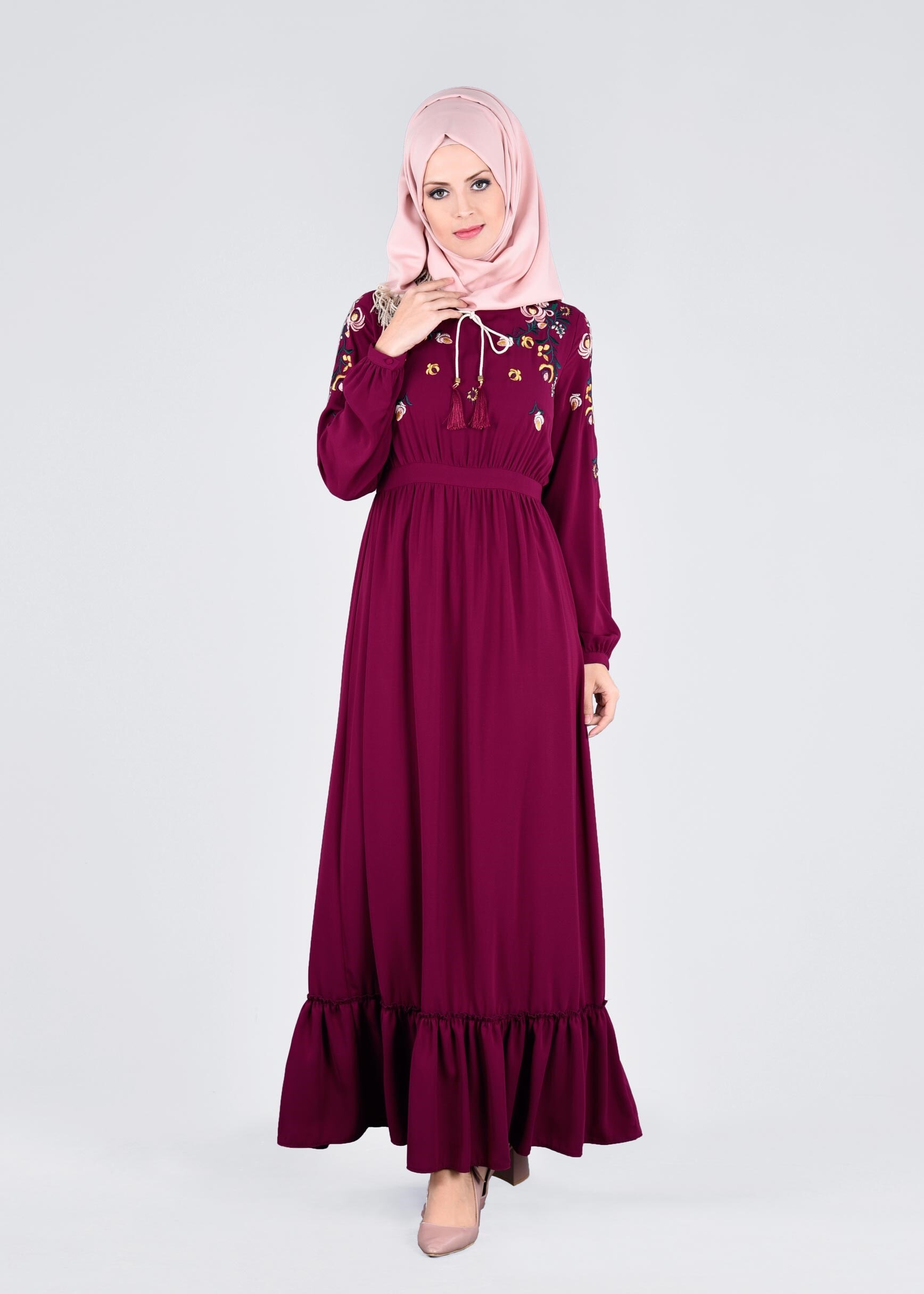 Tesettür giyim MOR 4337 SUDE 7011 ELBİSE 36/44 TEK38