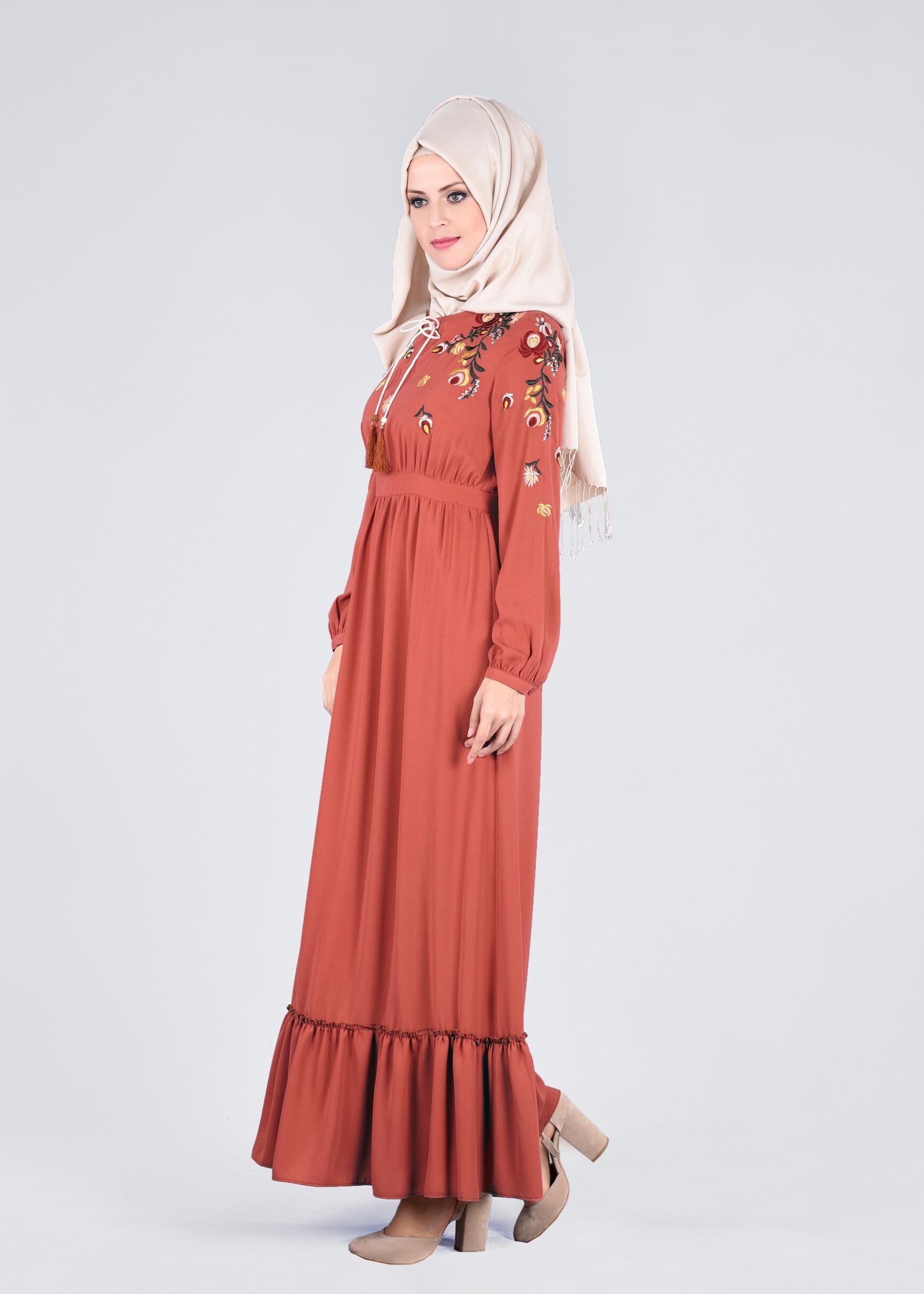 Tesettür giyim PEMBE 4337 SUDE 7011 ELBİSE 36/44 TEK38