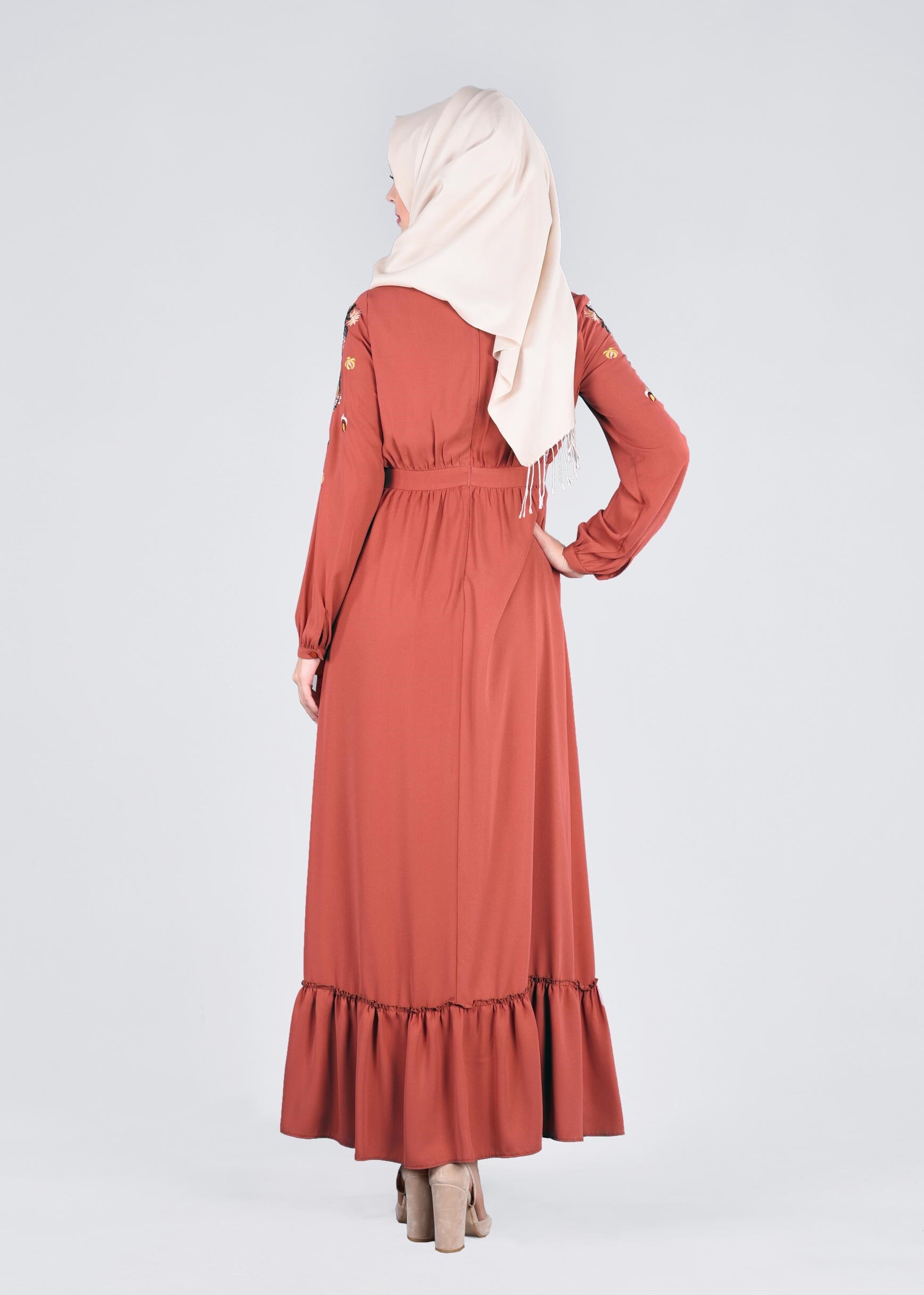 Tesettür giyim PEMBE 4337 SUDE 7011 ELBİSE 36/44 TEK38