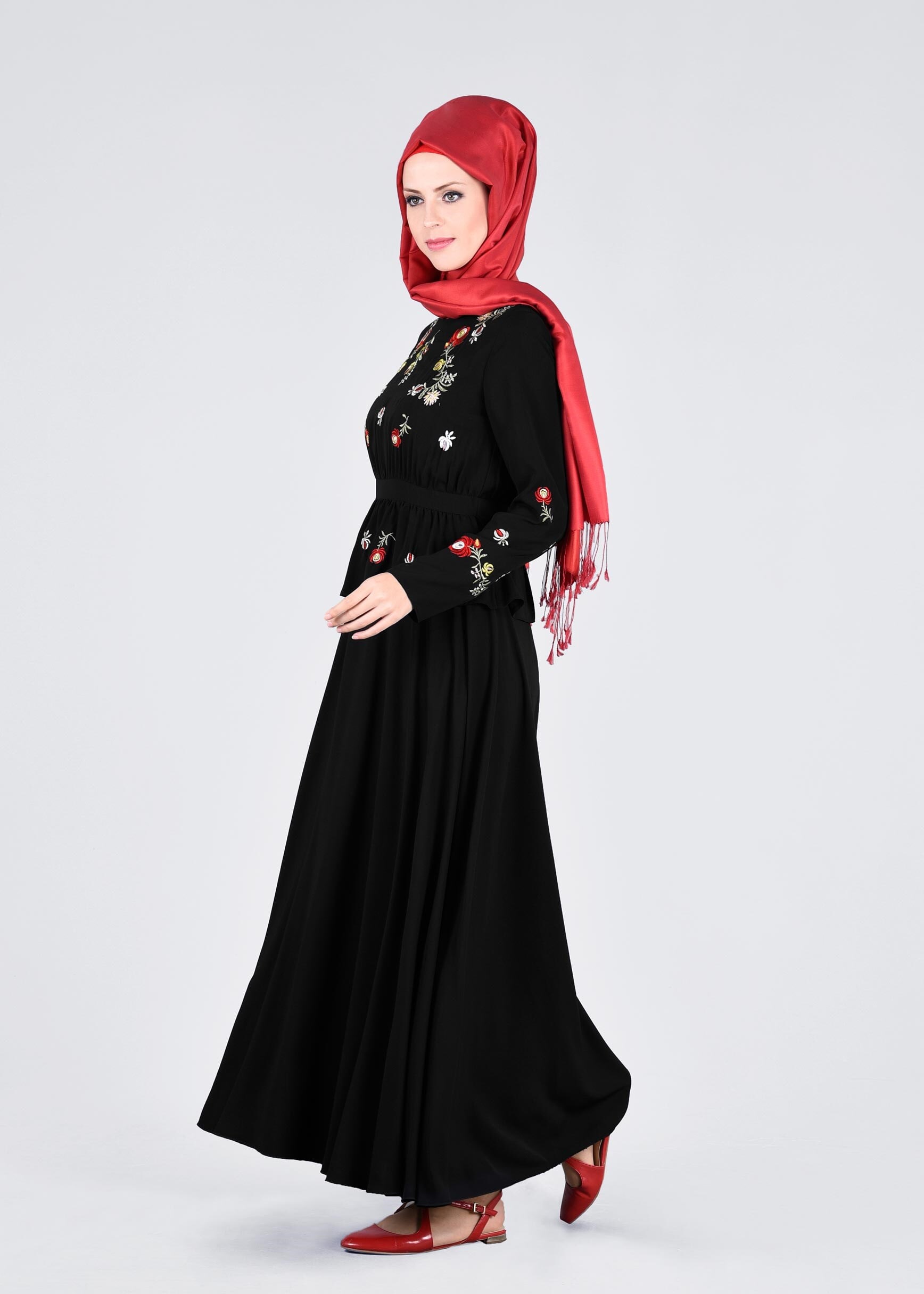 Tesettür giyim SİYAH 4338 NEW ALYA ELBİSE 38/44 TEK40